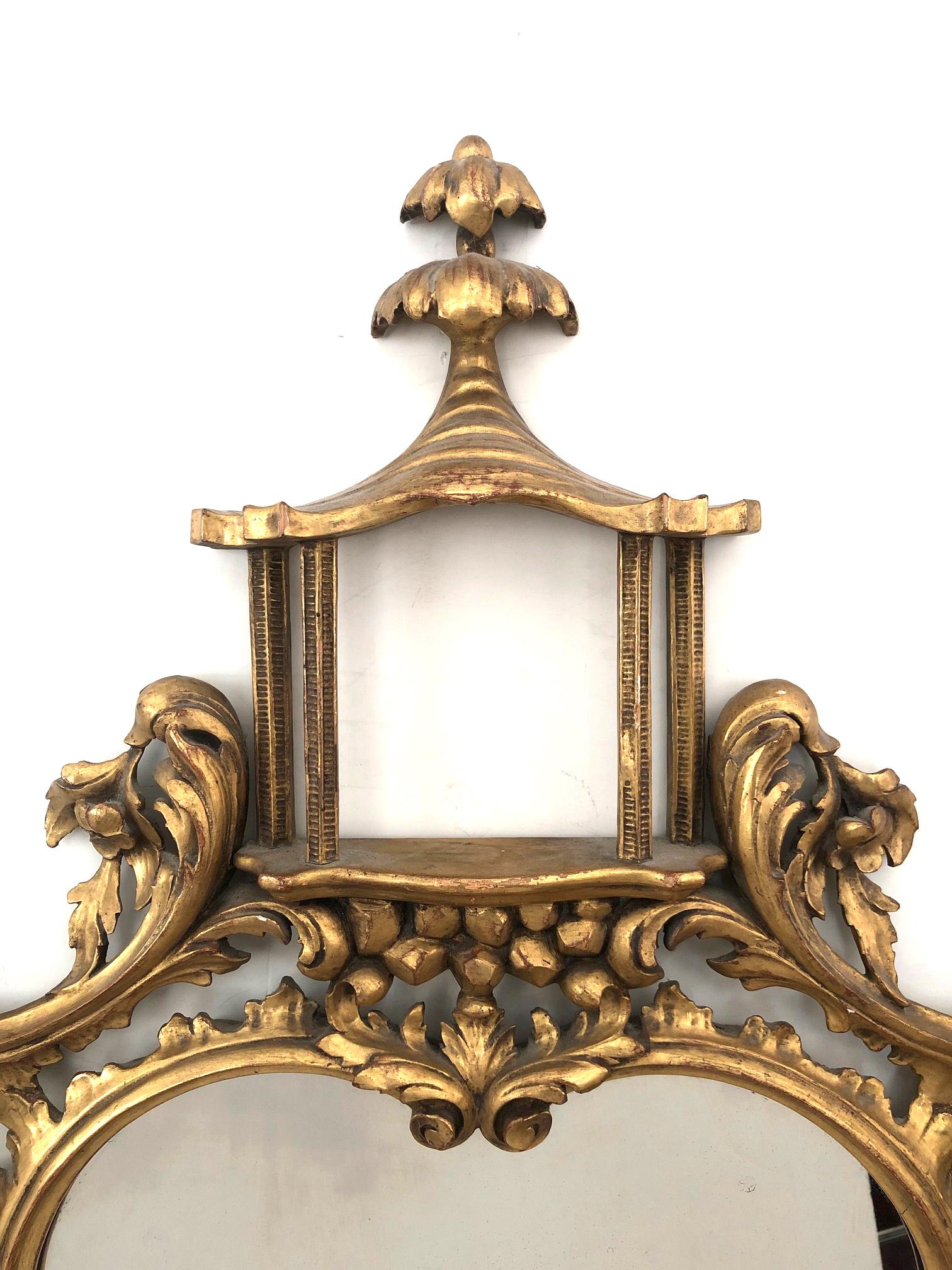 English Chippendale Style Carved Giltwood Mirror in the Chinese Taste 4
