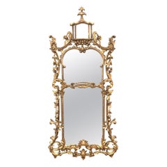 English Chippendale Style Carved Giltwood Mirror in the Chinese Taste Antique English Chippendale Style Carved Giltwood Mirror in the Chinese Taste