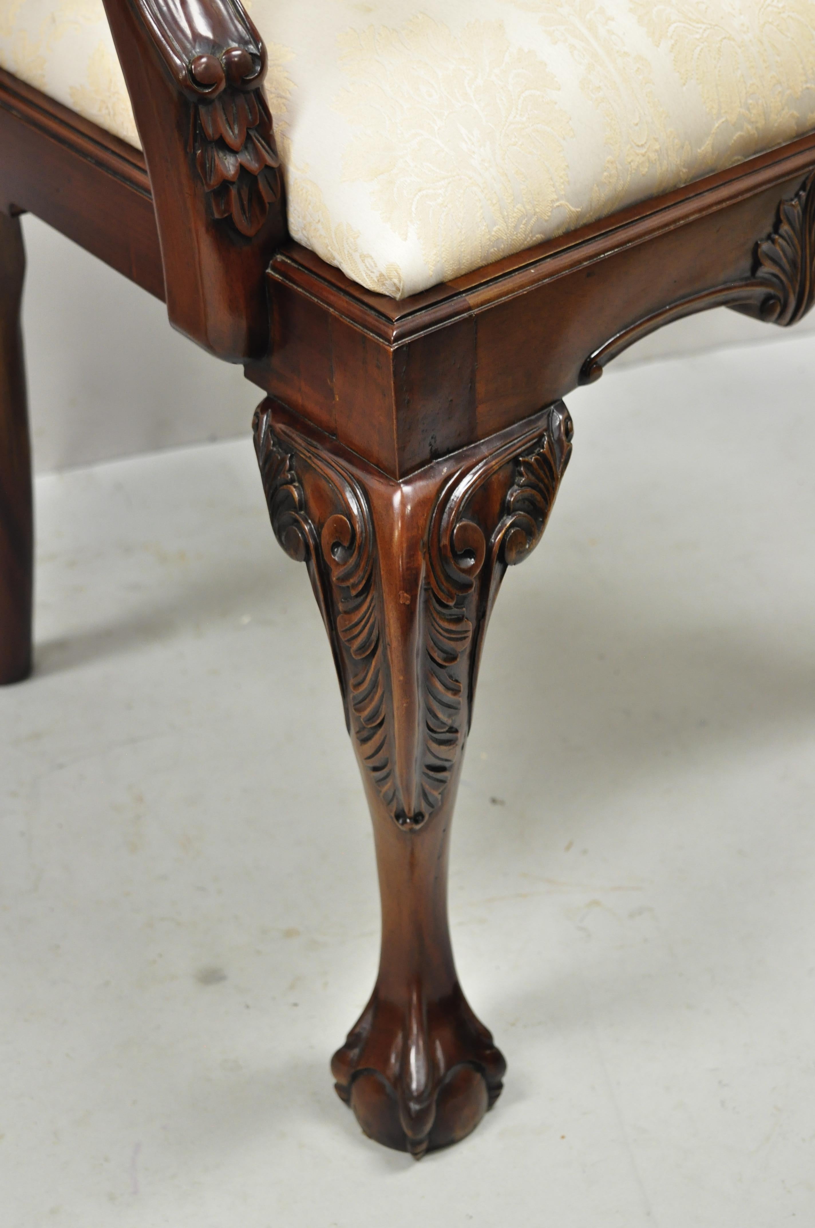 English Chippendale Style Carved Mahogany Ball & Claw Dining Chairs - Set of 8 7
