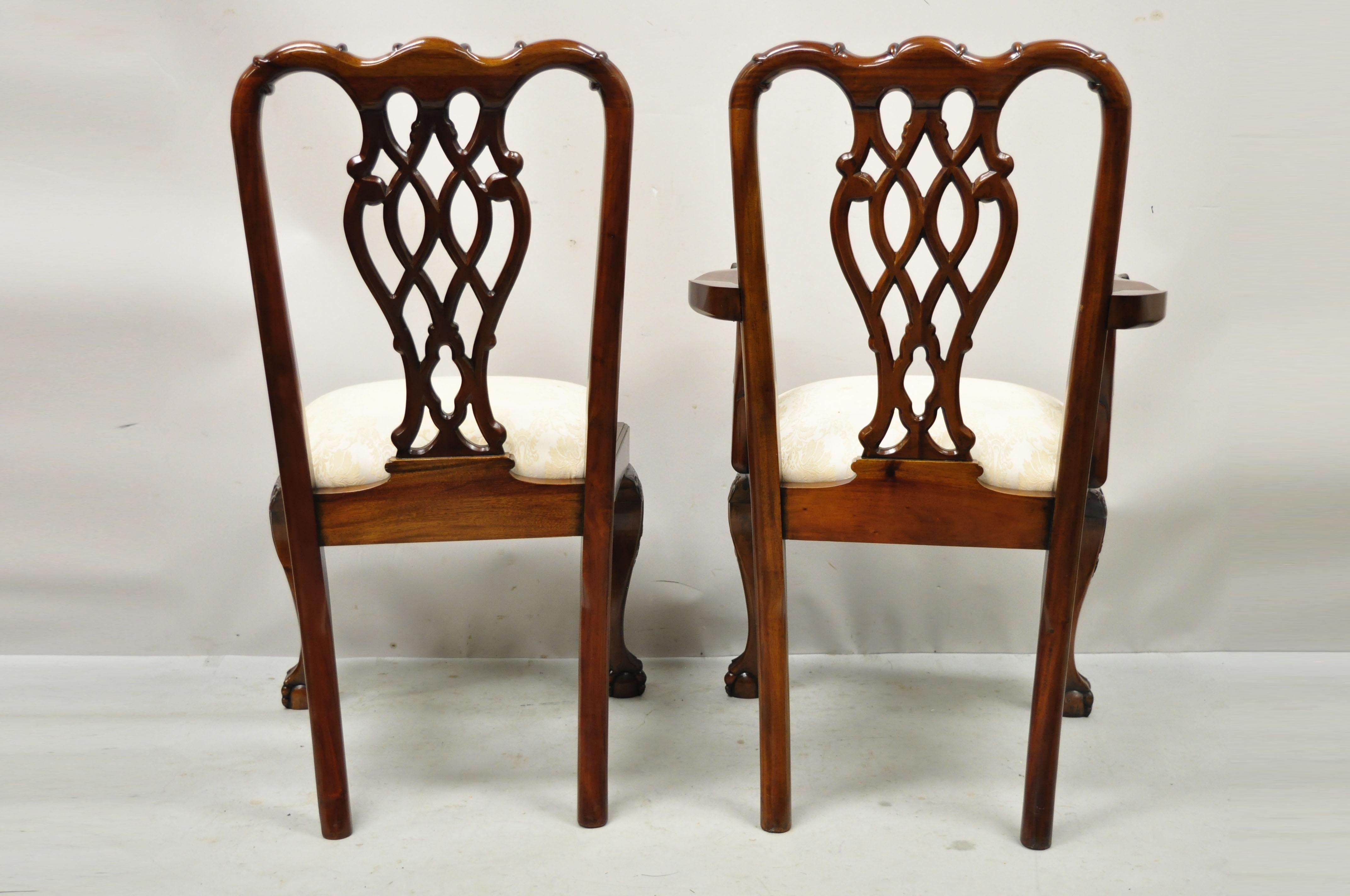 English Chippendale Style Carved Mahogany Ball & Claw Dining Chairs - Set of 8 5