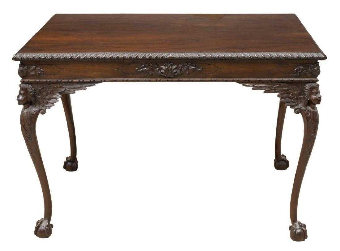 20th Century English Chippendale Style Carved Mahogany Side Table