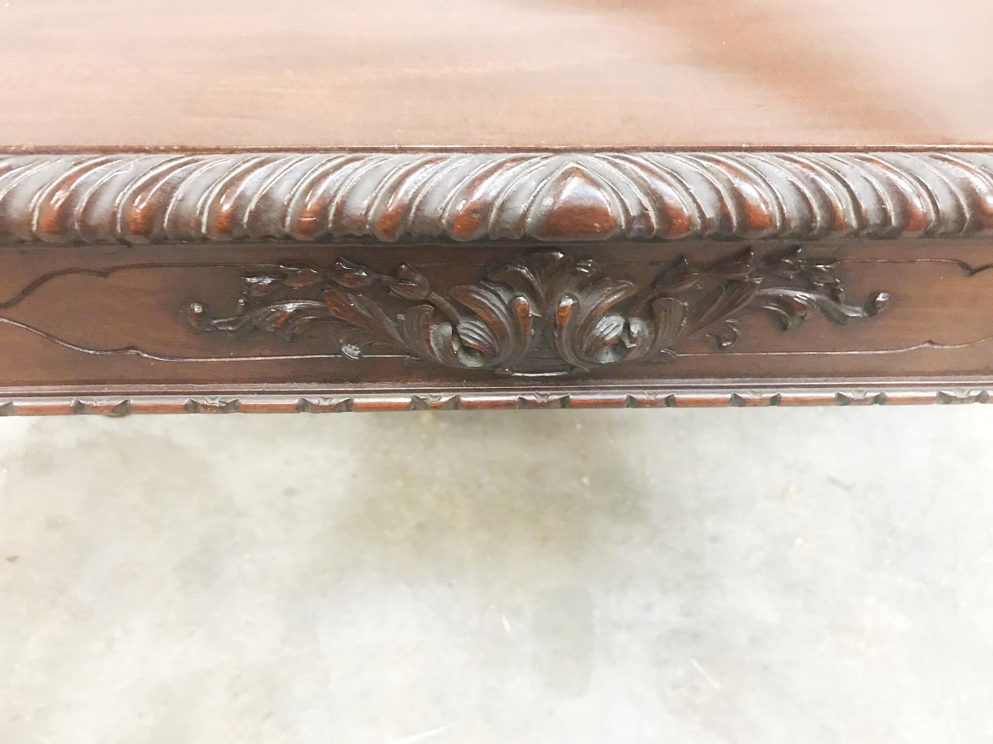 English Chippendale Style Carved Mahogany Side Table 1