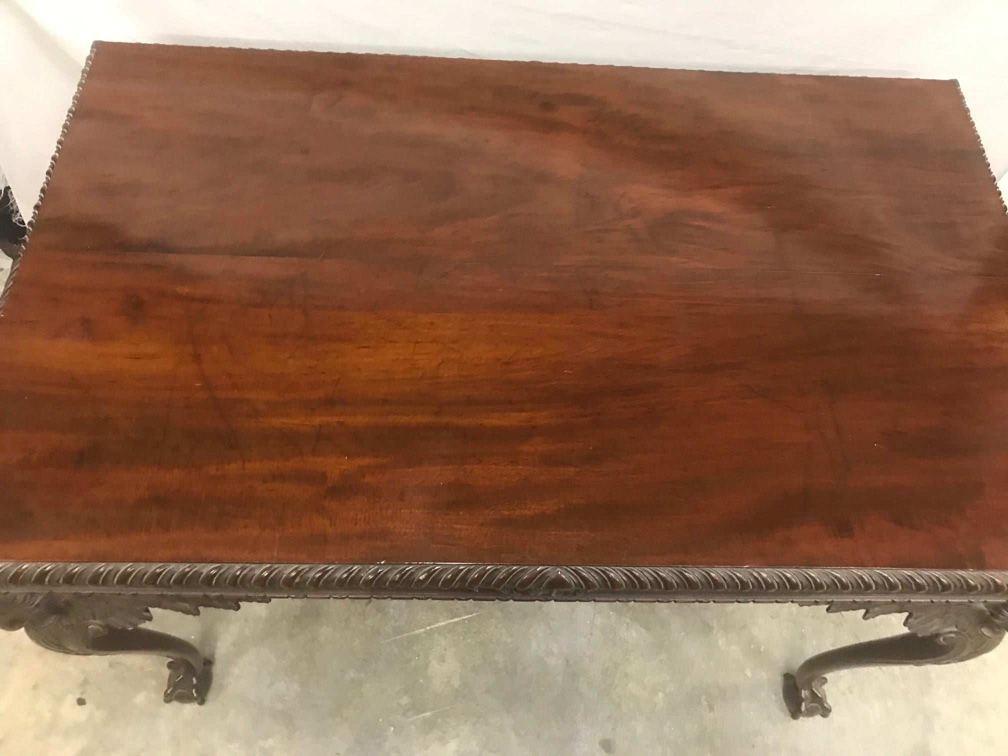 English Chippendale Style Carved Mahogany Side Table 3