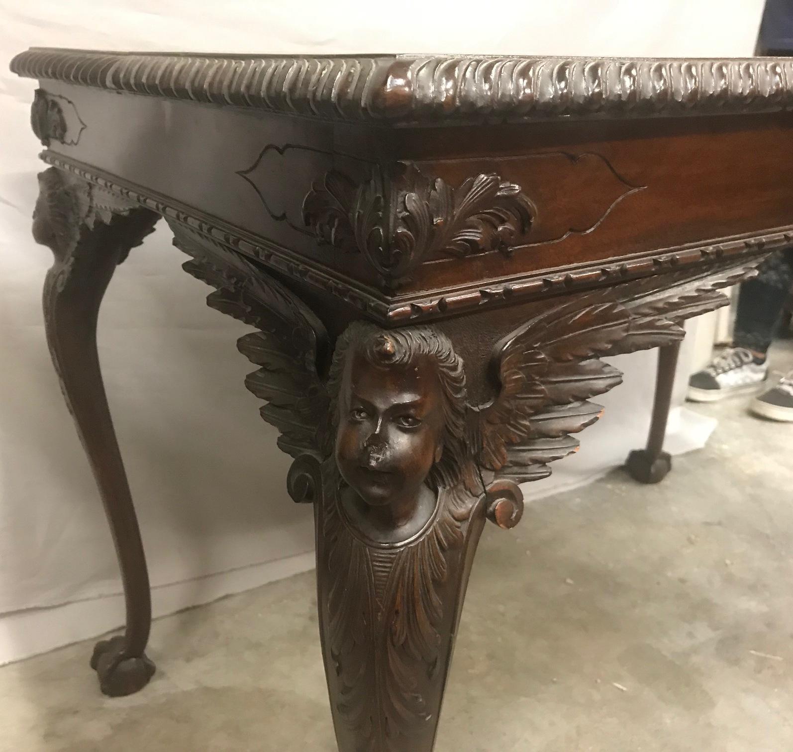 English Chippendale Style Carved Mahogany Side Table 4