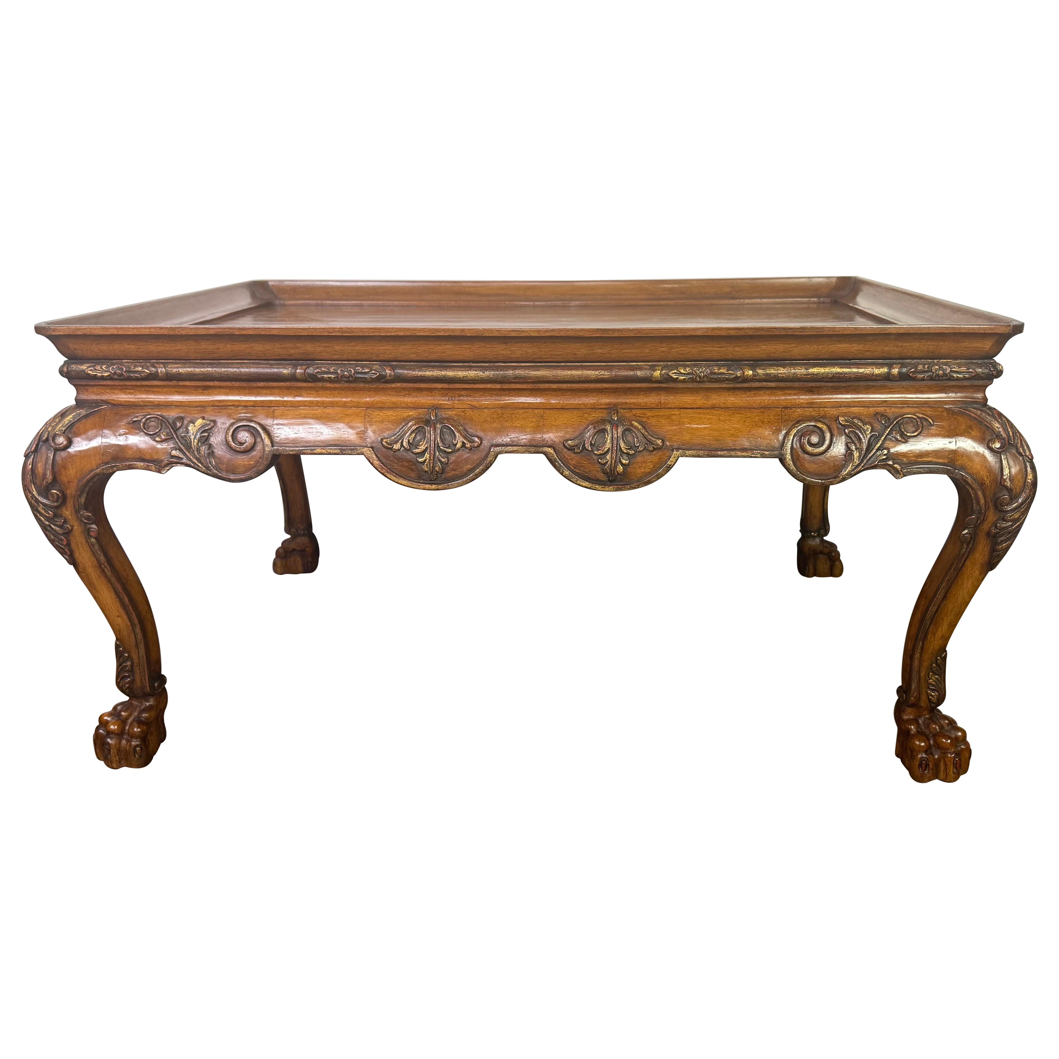 Chippendale Style Mahogany Coffee Table with Rococo Design, England