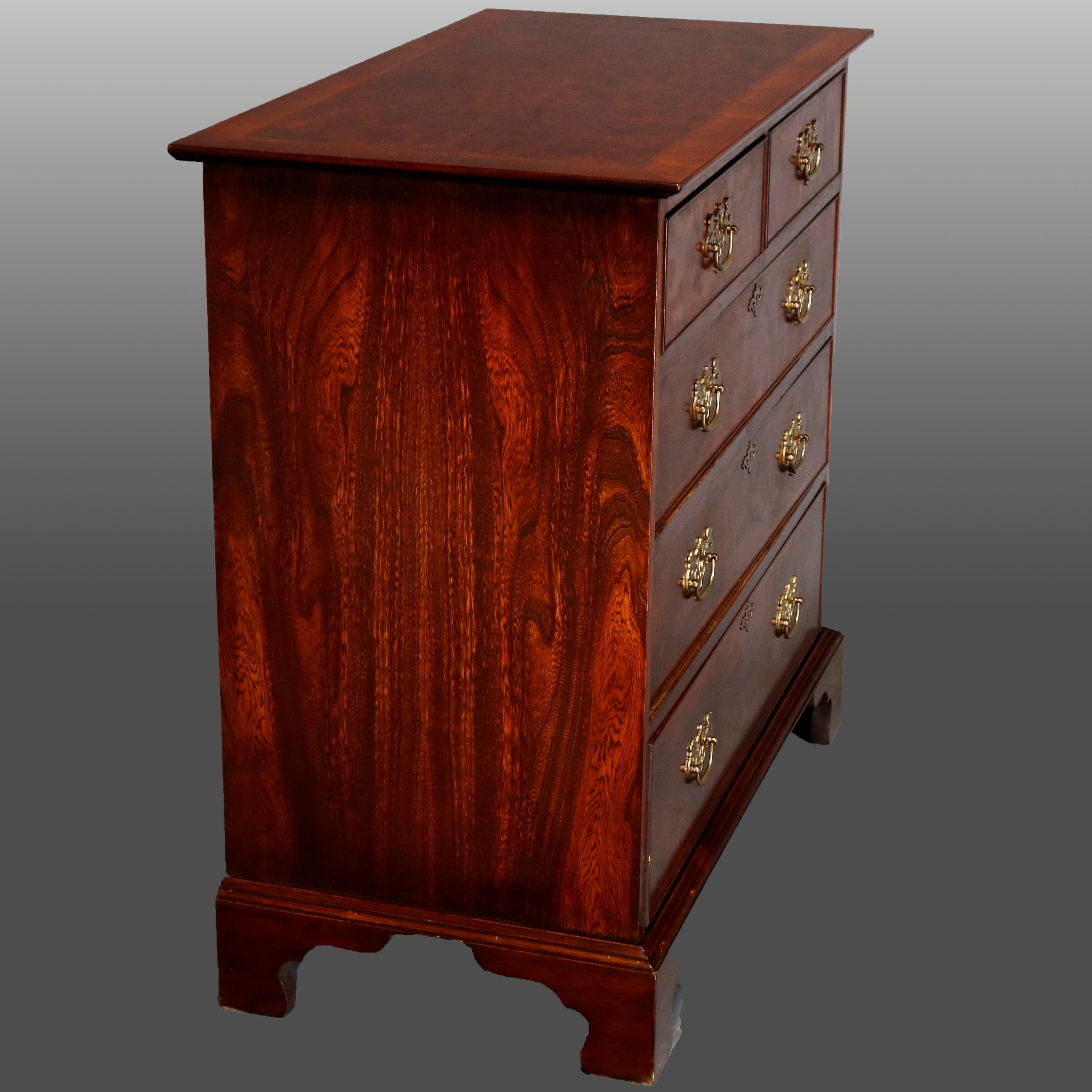 English Chippendale Style Flame Mahogany Chest of Drawers, 20th Century In Good Condition In Big Flats, NY