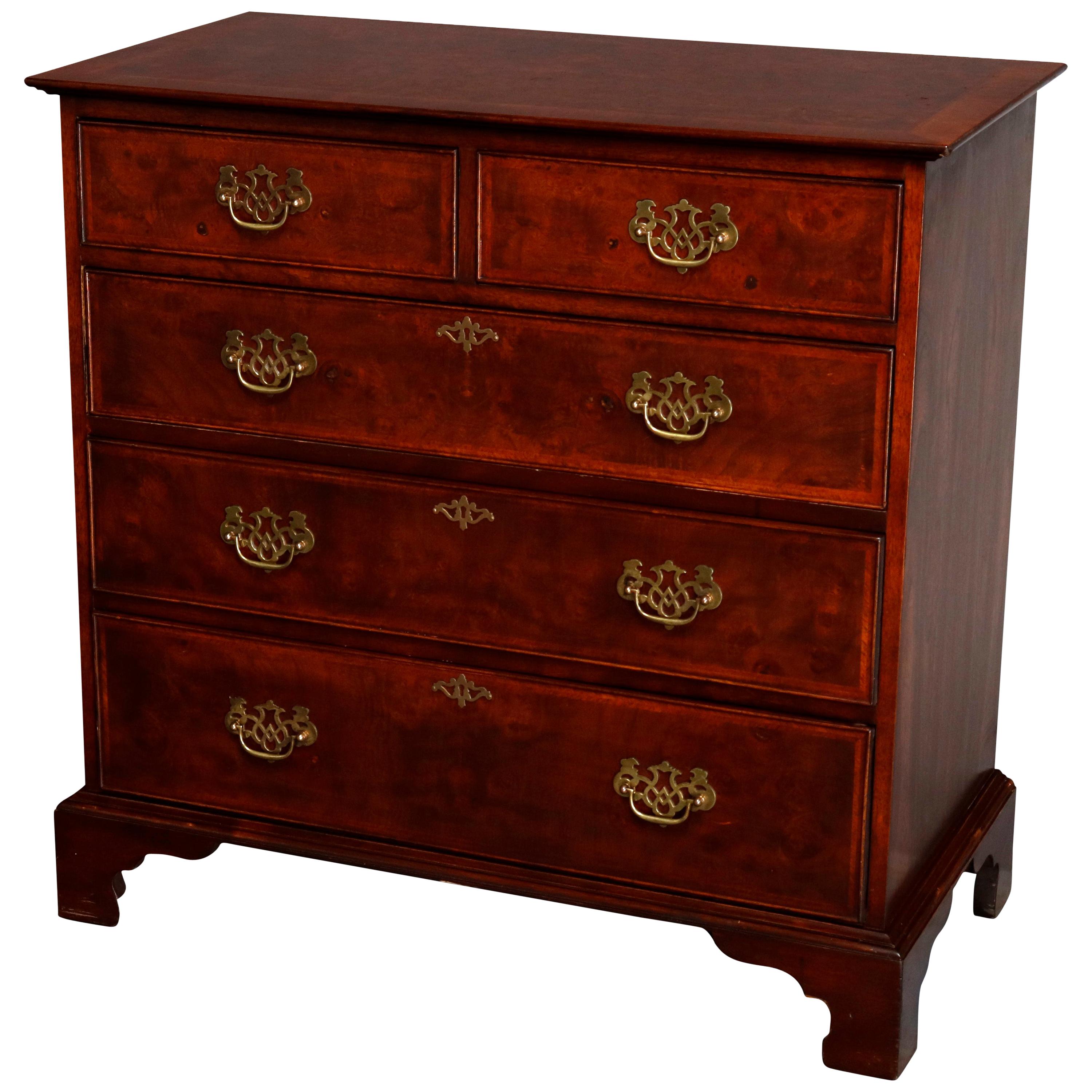 English Chippendale Style Flame Mahogany Chest of Drawers, 20th Century