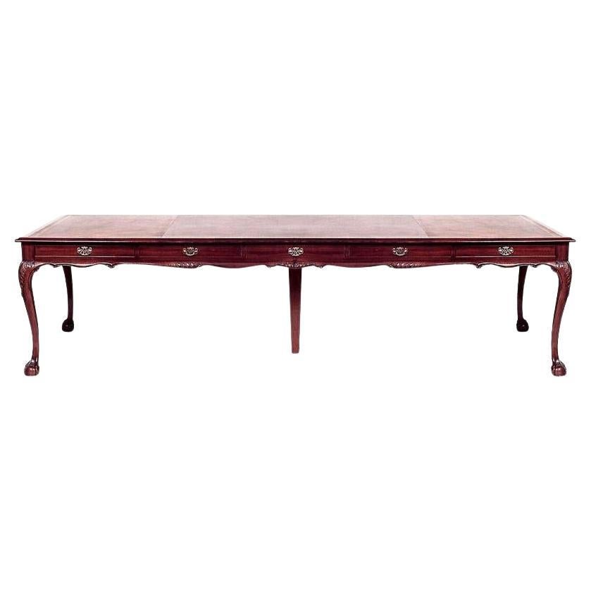 20th Century English Chippendale-Style Mahogany Conference Table For Sale