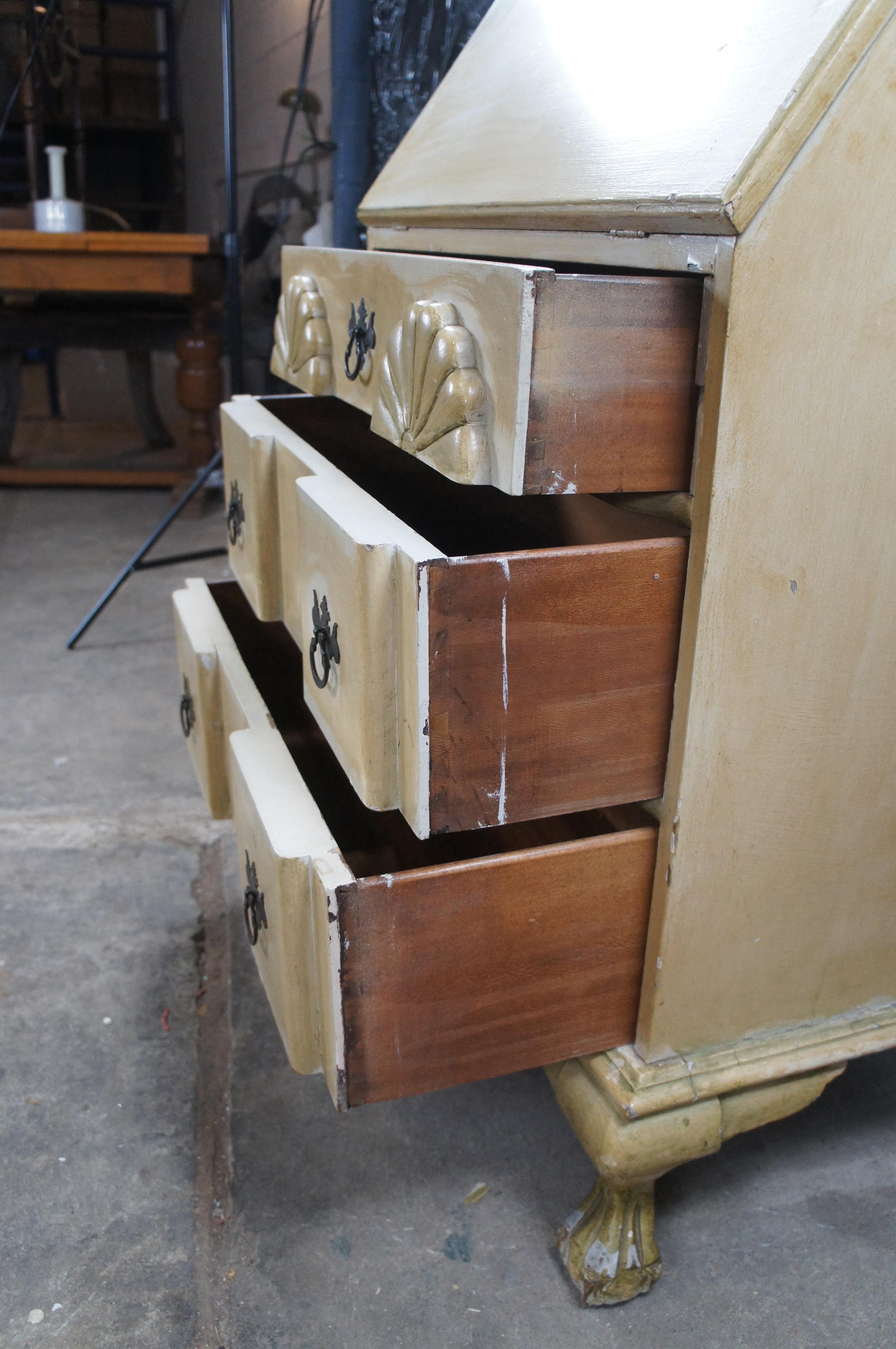 Englischer Chippendale Stil Gemaltes Goddard Chest Sekretär Schreibpult im Angebot 2