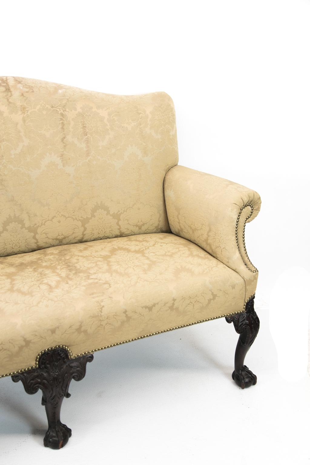 Late 19th Century English Chippendale Style Upholstered Settee