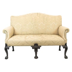 Antique English Chippendale Style Upholstered Settee