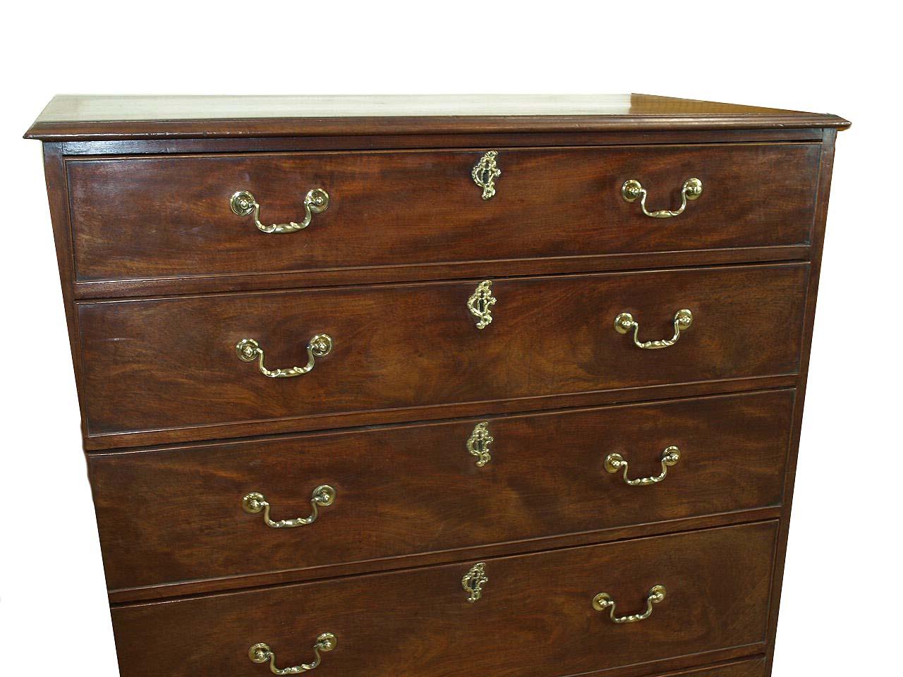 English Chippendale Two over Four Tall Chest For Sale 1
