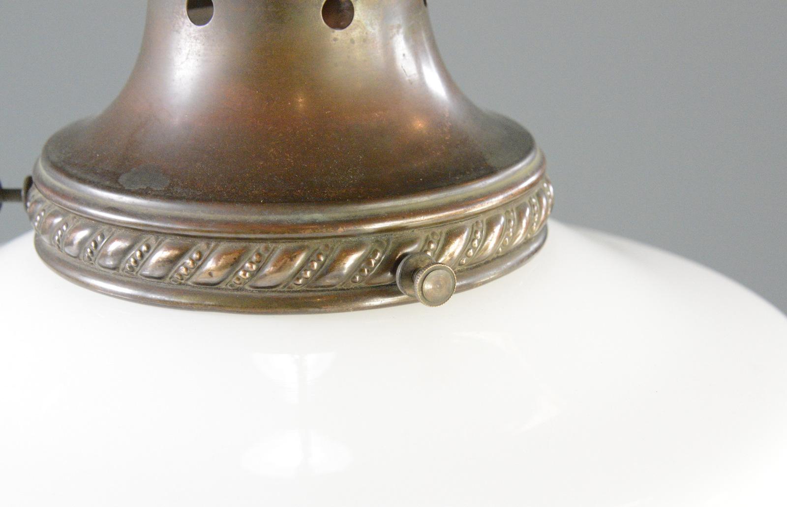 Arts and Crafts English Church Opaline Pendant Light Circa 1920s
