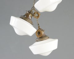 English Church Opaline Pendant Lights Circa 1920s