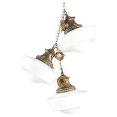 English Church Opaline Pendant Lights Circa 1920s