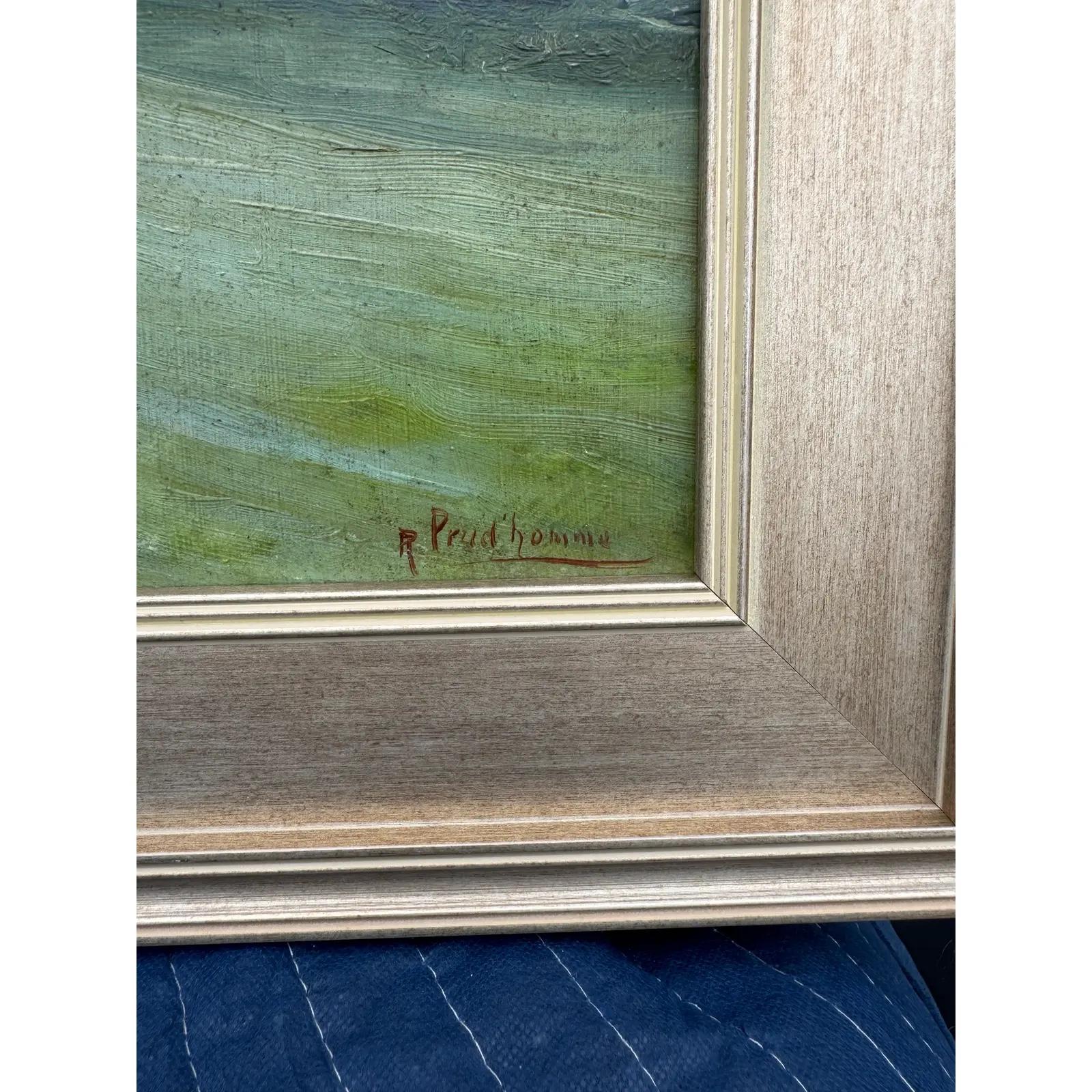 Scène de village dans une église anglaise Huile sur toile Bon état - En vente à Nashville, TN