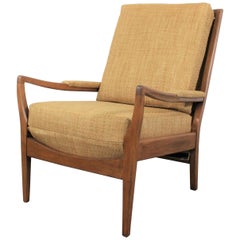 Mid Century Modern Walnut Open Arm Lounge Chair