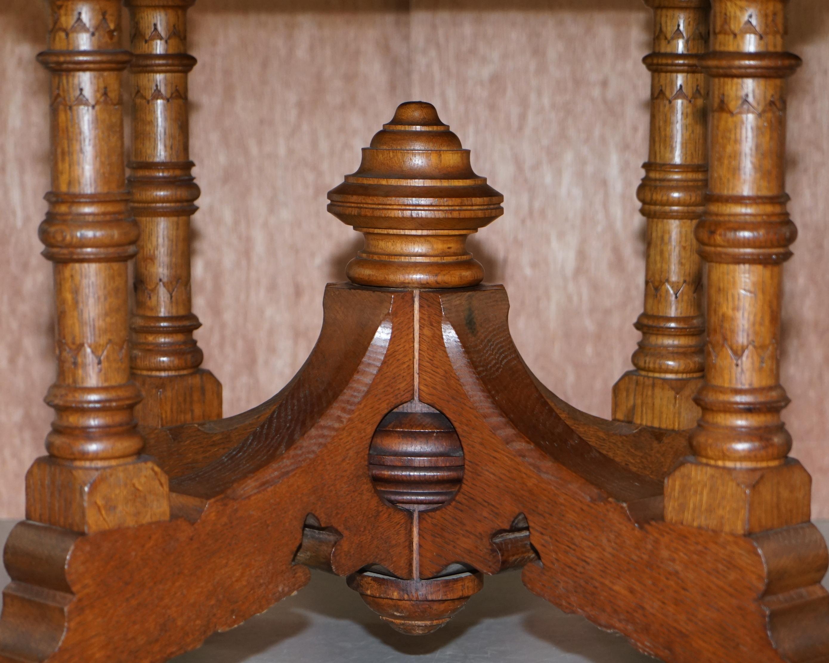 English circa 1850 Gothic Revival English Oak Octagonal Occasional Library Table 2