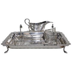 Antique English circa 1925 Silver Plate Five-Piece Asparagus Stand and Serving Set