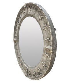 English Circular Gothic Oak & Gesso Mirror