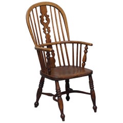 English Country Antiques del 19° secolo con schienale a cerchio in olmo, poltrona Windsor West Country