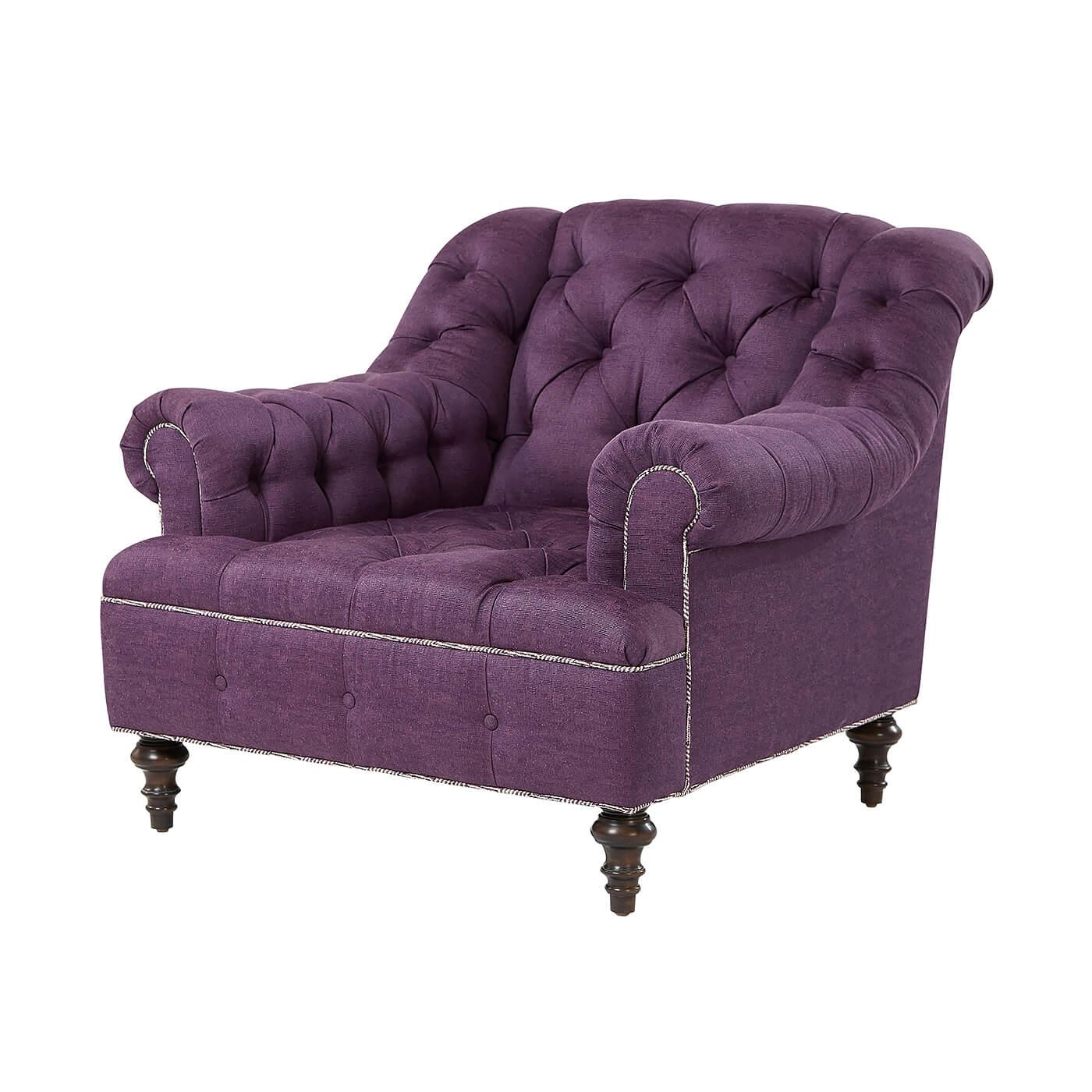 Classical Roman English Classic Tufted Club Chair For Sale