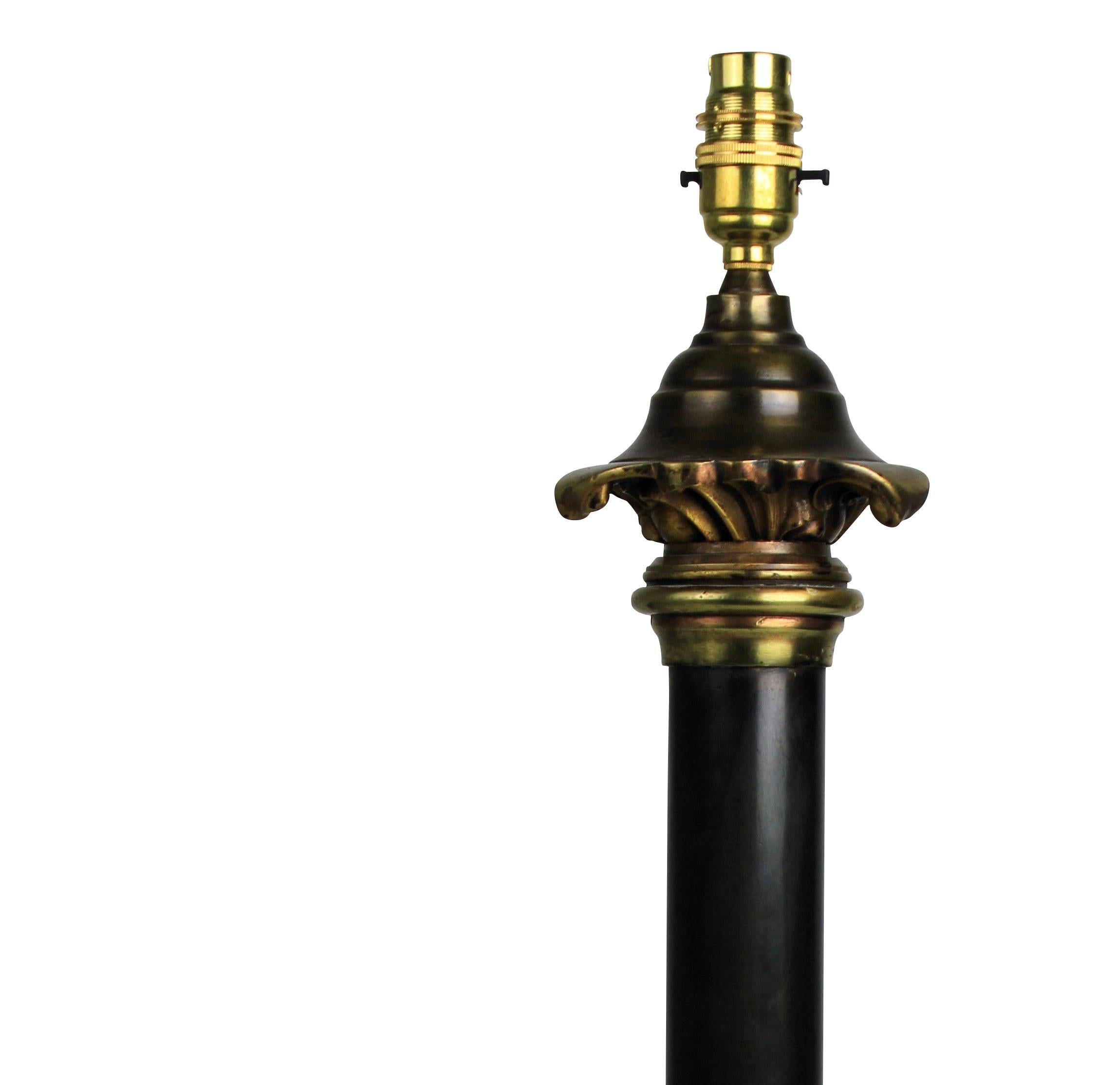 An English bronze and ormolu table lamp, formerly for oil.

Subjected to VAT.

 
