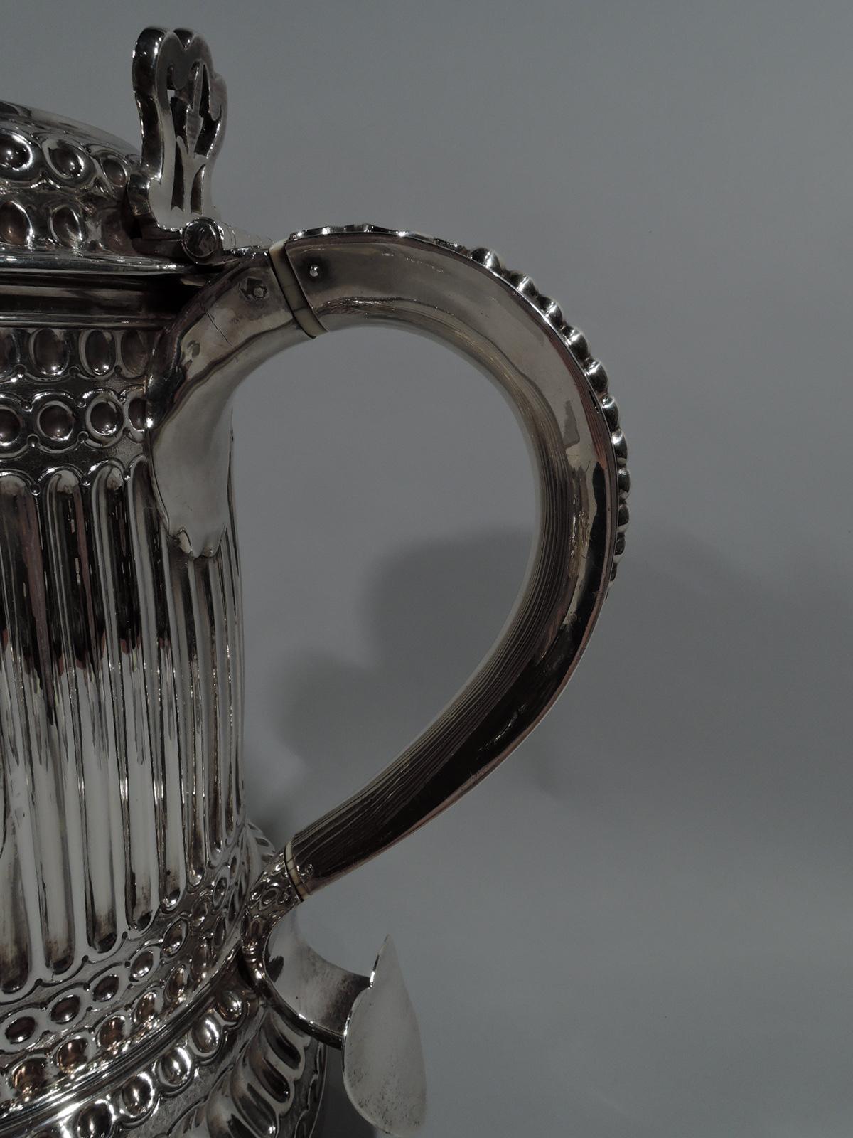 Mid-19th Century English Classical Sterling Silver Horse Race Trophy in Form of Columnar Tankard