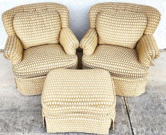 English Club Accent Chairs & Ottoman Roll Arm by PEARSON