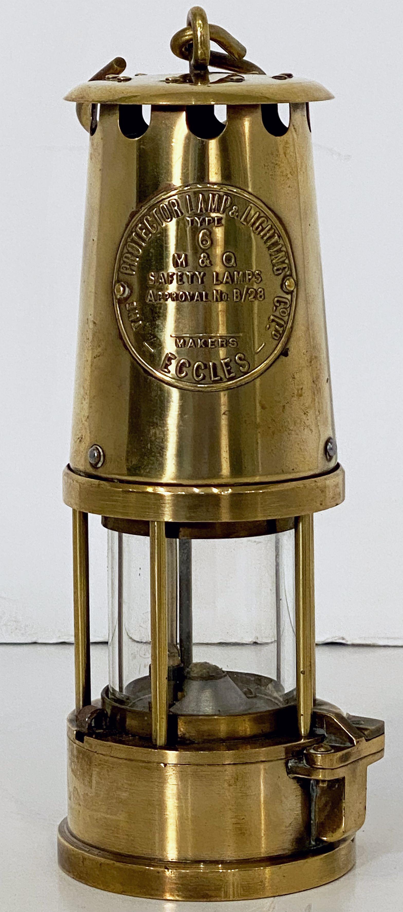 English Coal Miner's Safety Lamp or Inspector's Lantern of Brass 9