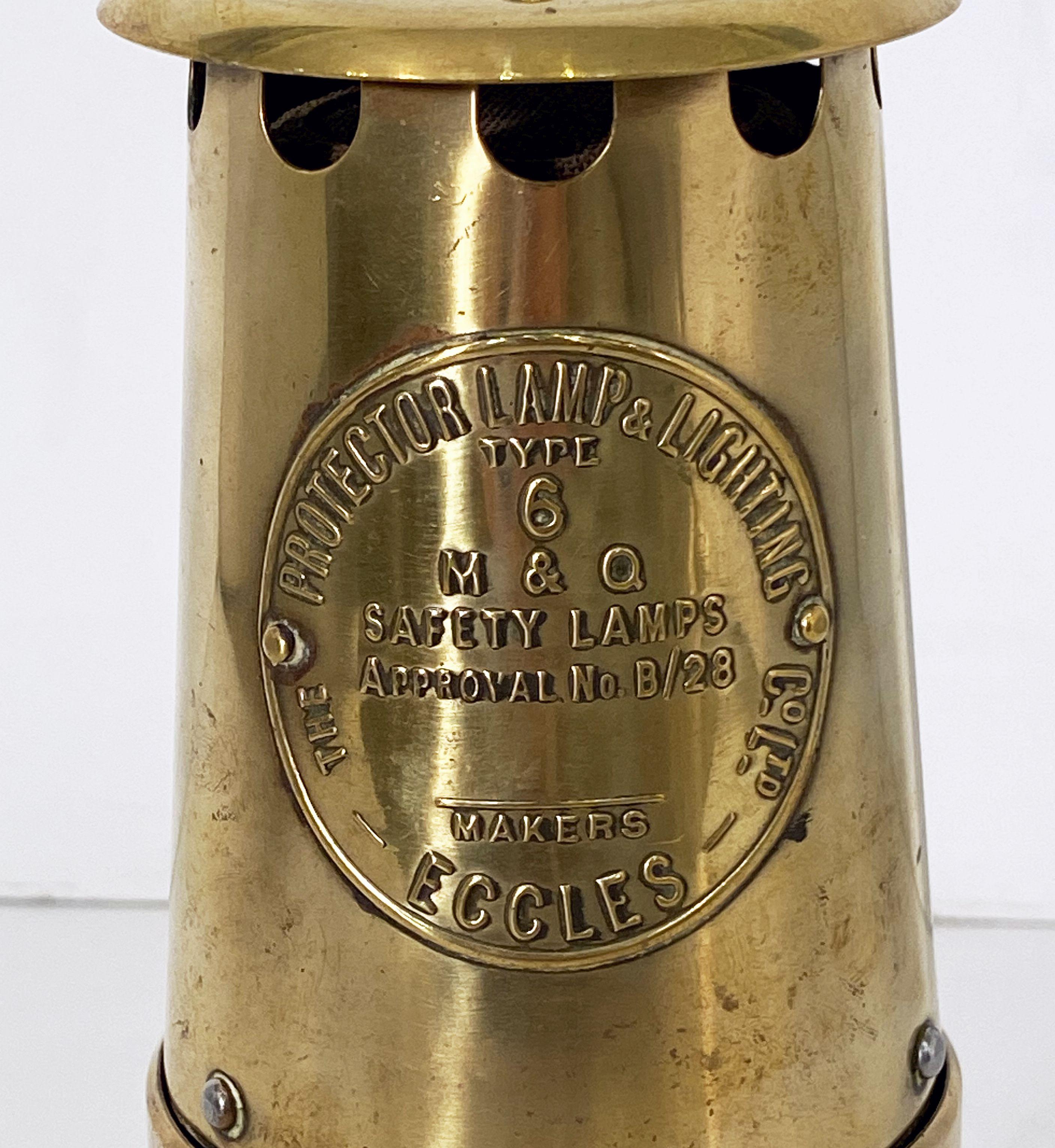 English Coal Miner's Safety Lamp or Inspector's Lantern of Brass 11