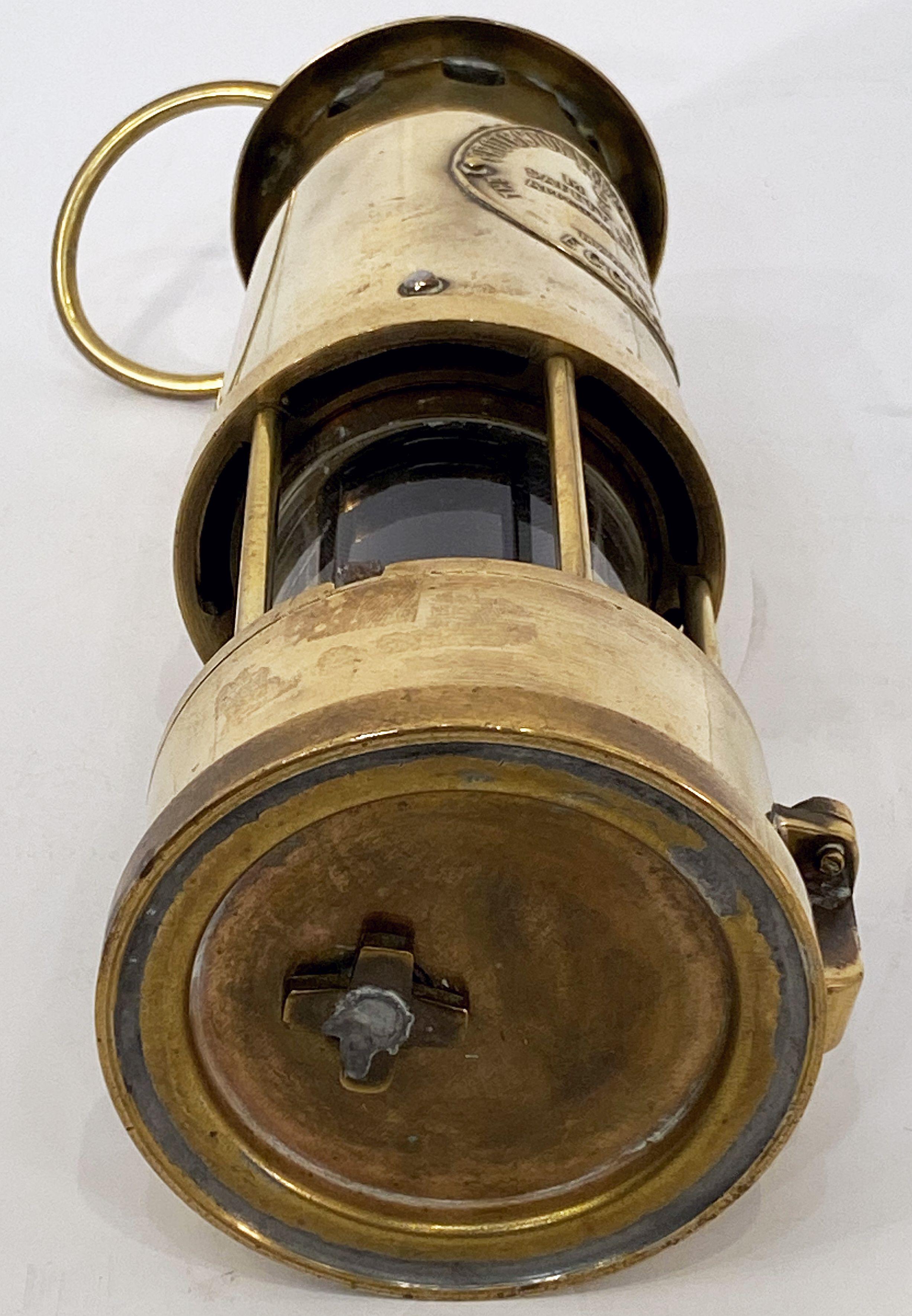 English Coal Miner's Safety Lamp or Inspector's Lantern of Brass 12