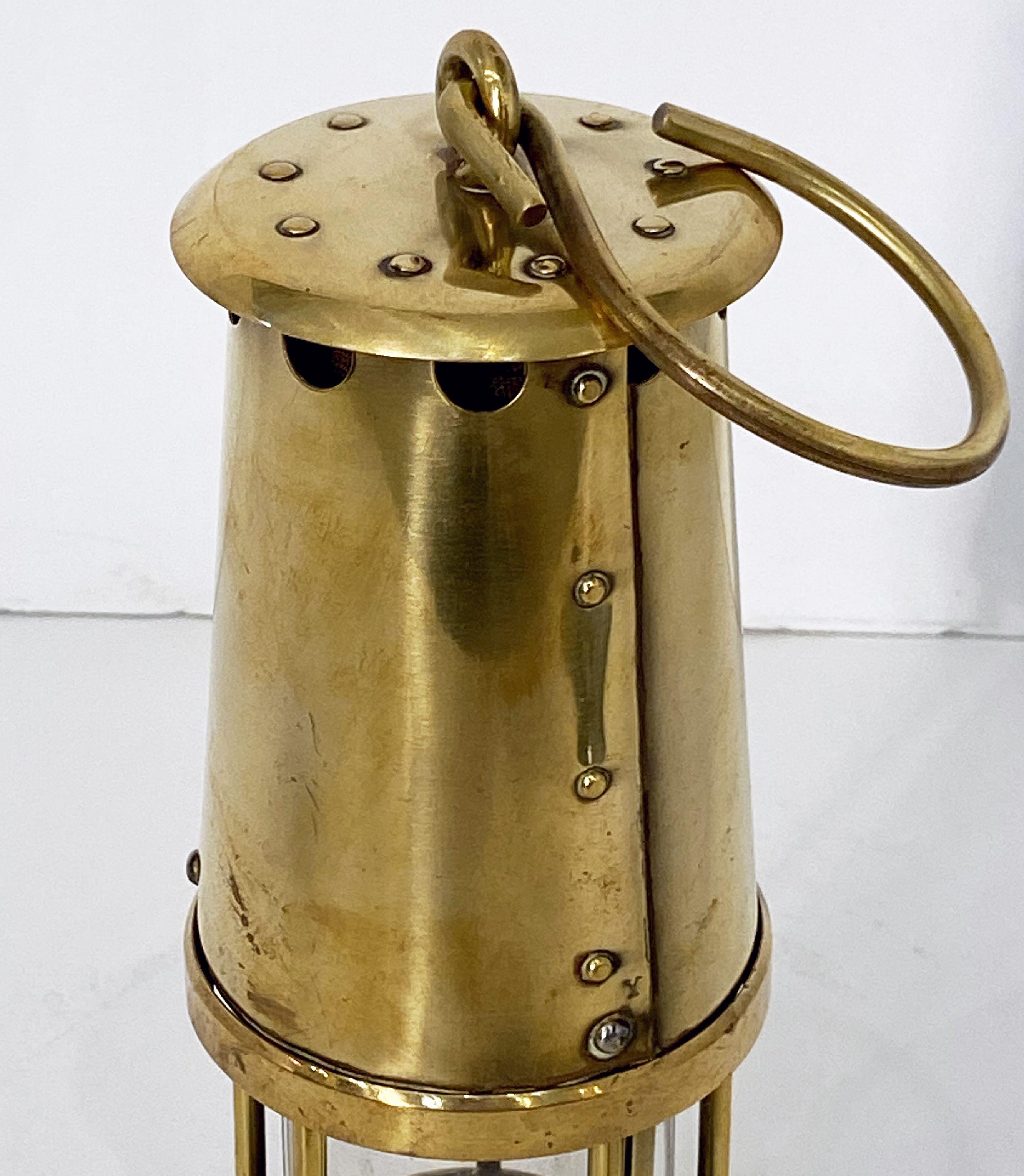 English Coal Miner's Safety Lamp or Inspector's Lantern of Brass 1