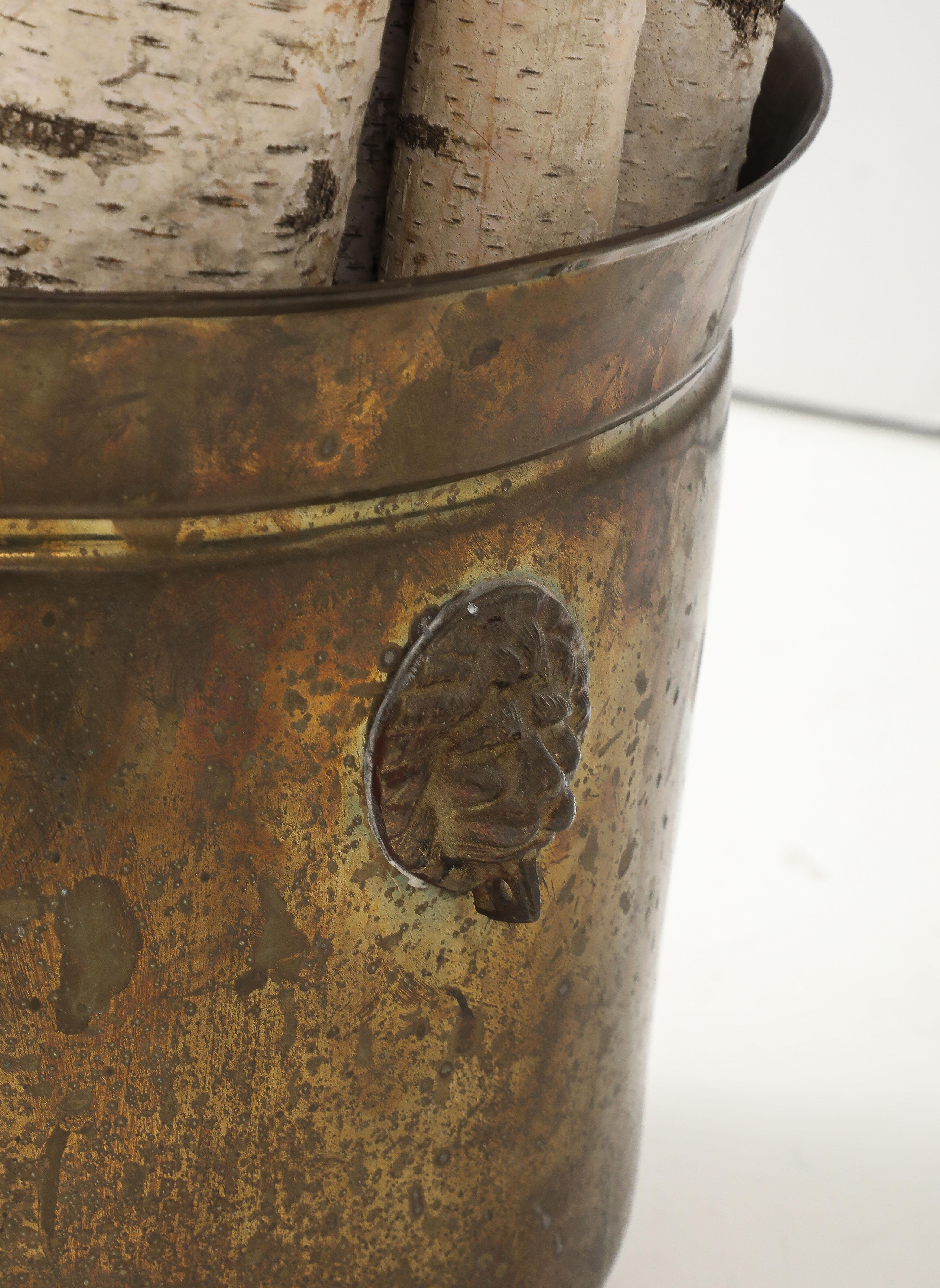 Bronze English Coal Scuttle, Log Holder For Sale