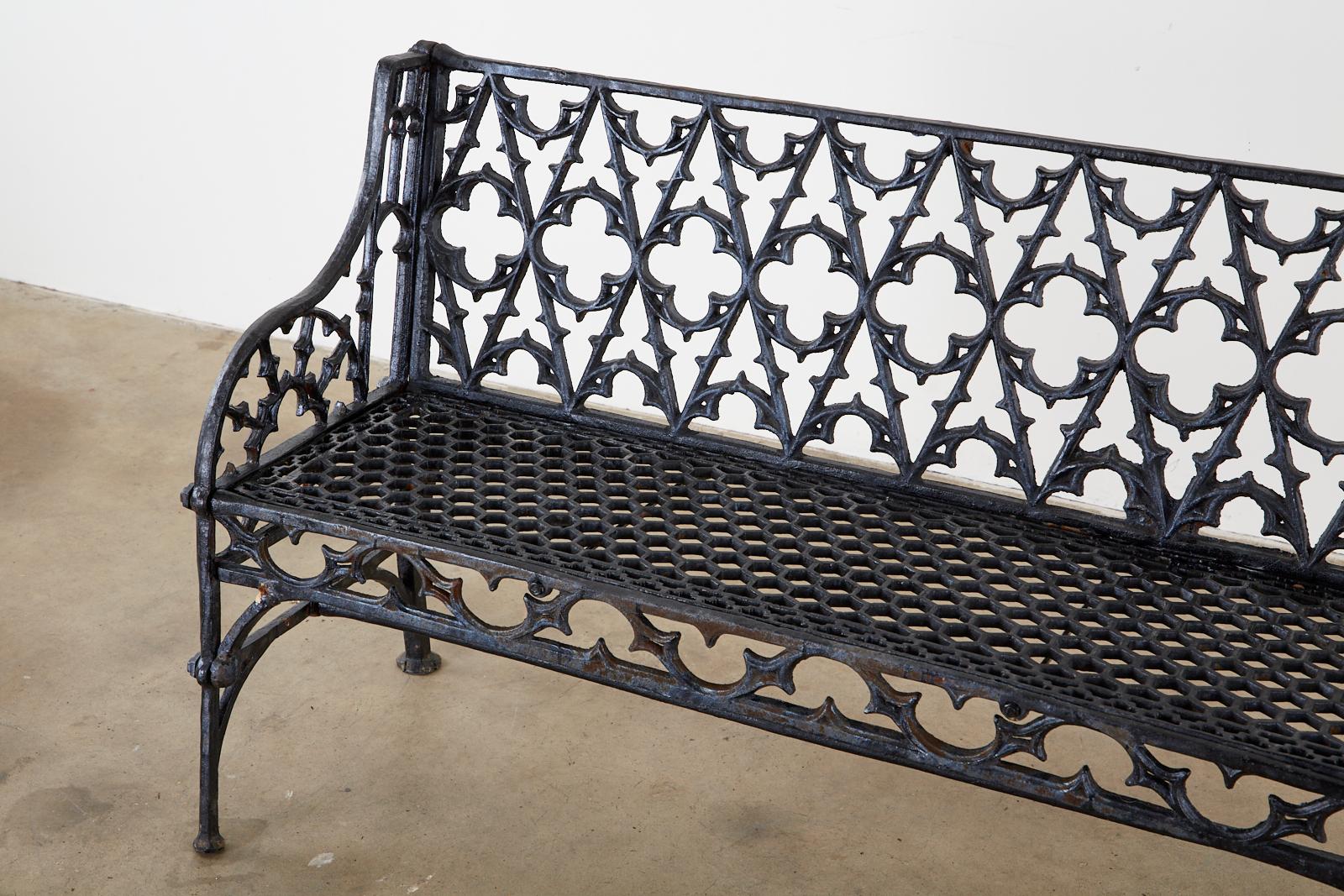 English Coalbrookdale Attributed Iron Gothic Revival Garden Benches 5