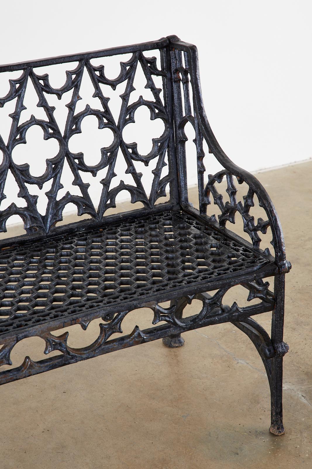 English Coalbrookdale Attributed Iron Gothic Revival Garden Benches 6