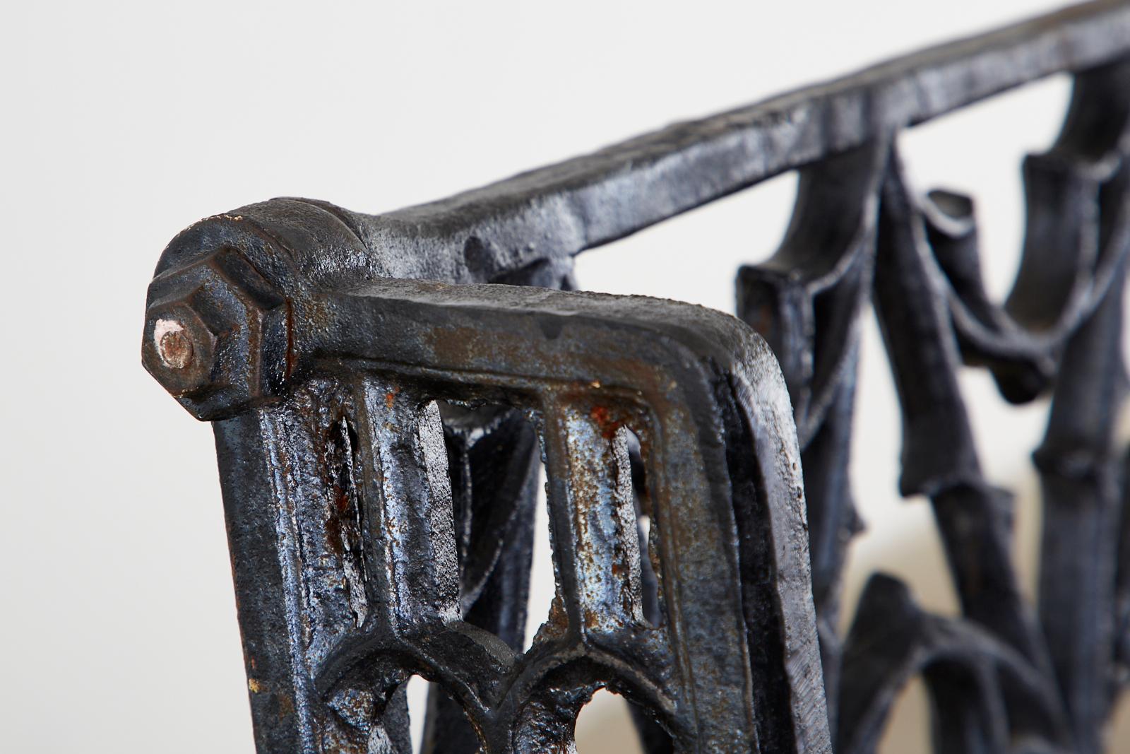 English Coalbrookdale Attributed Iron Gothic Revival Garden Benches 15