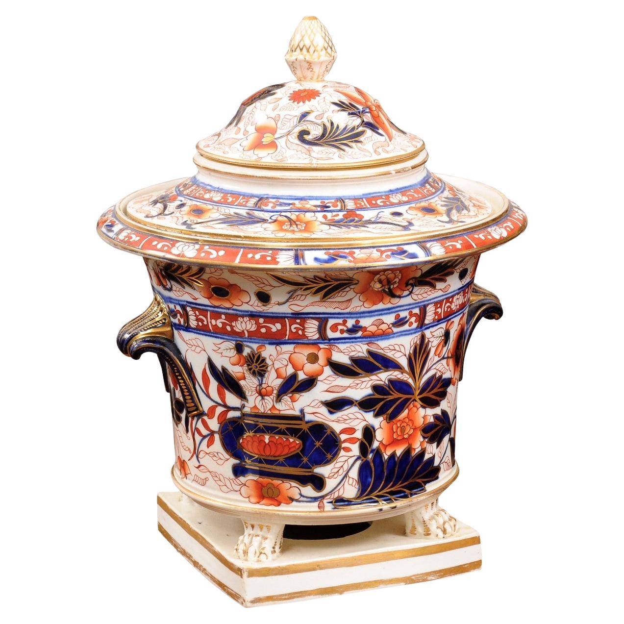 Champañera inglesa de Imari de Coalport con tapa y patas, ca. 1810 en venta