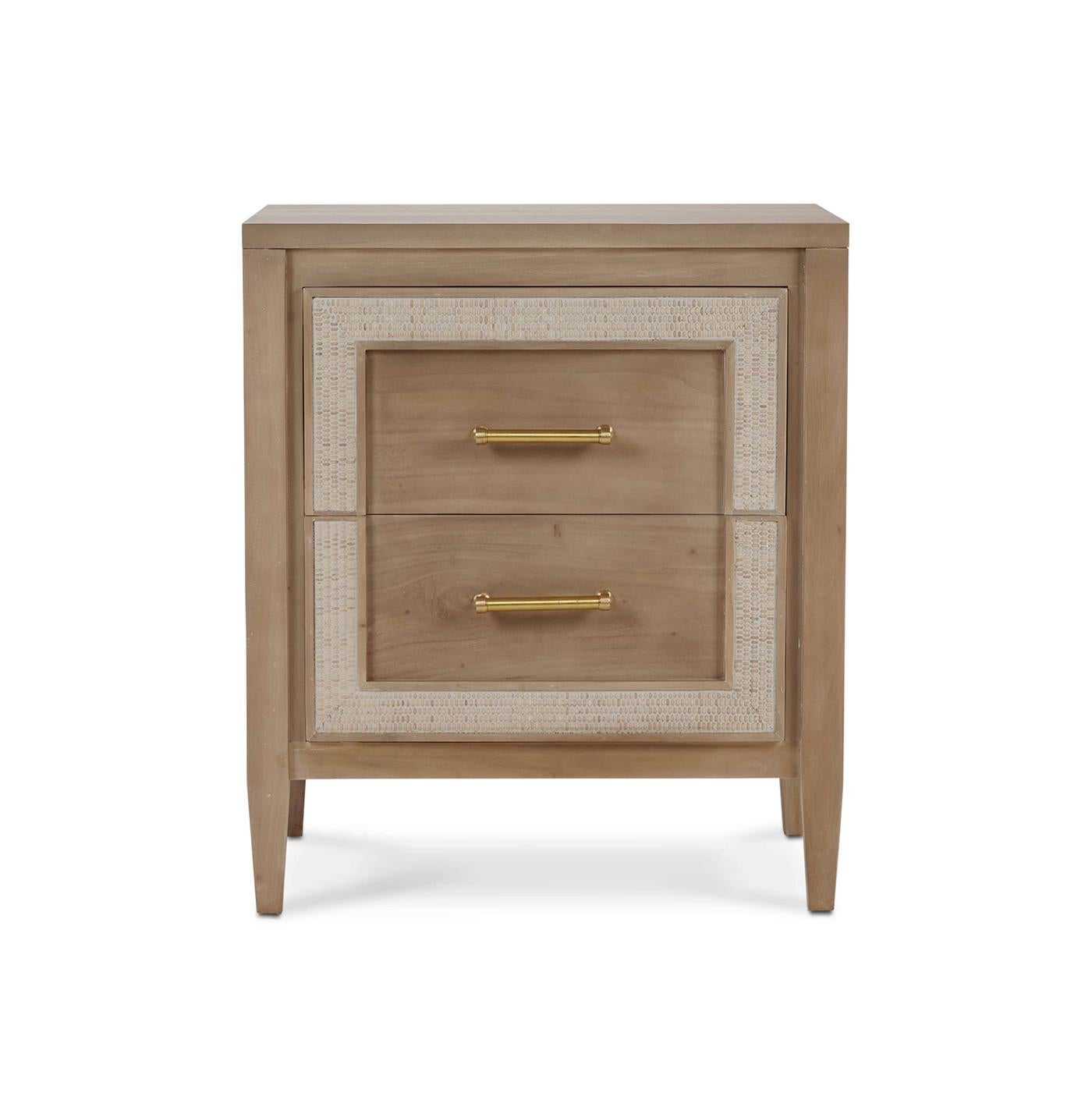 Asian English Coastal Modern Nightstand For Sale