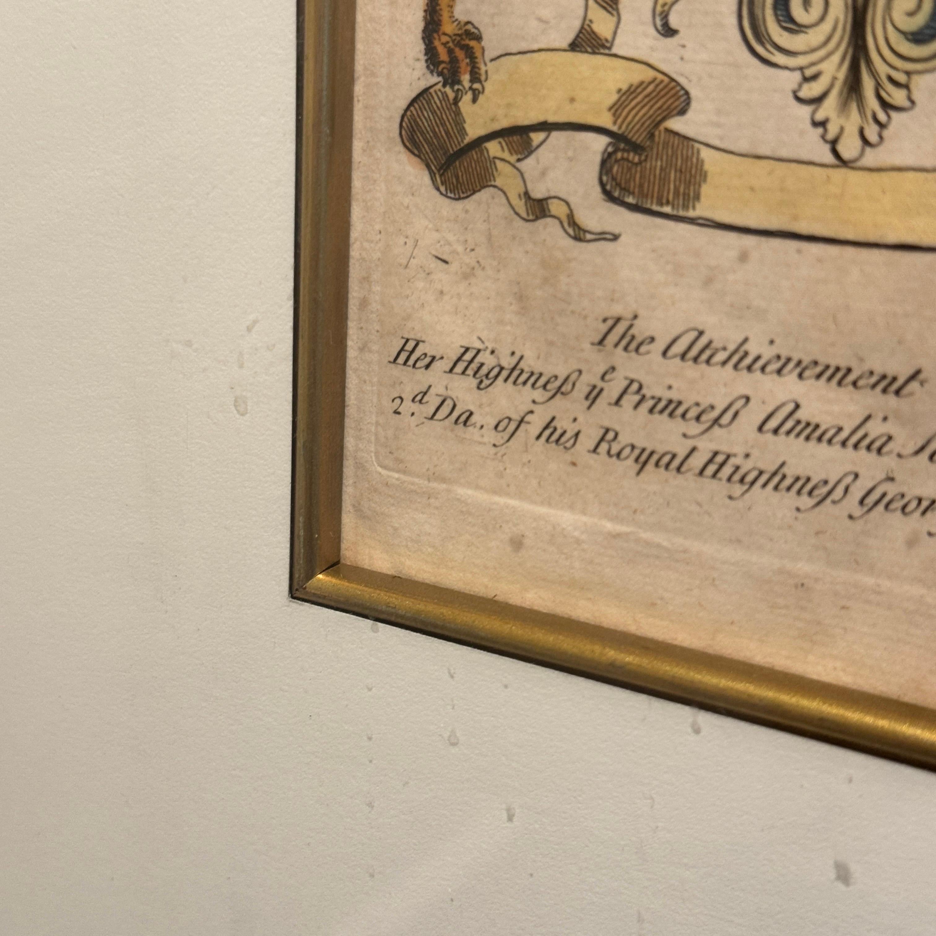 Escudo de Armas Inglés Impresión artística de Joseph Edmondson Marco de pan de oro en Bueno estado para la venta en Haddonfield, NJ