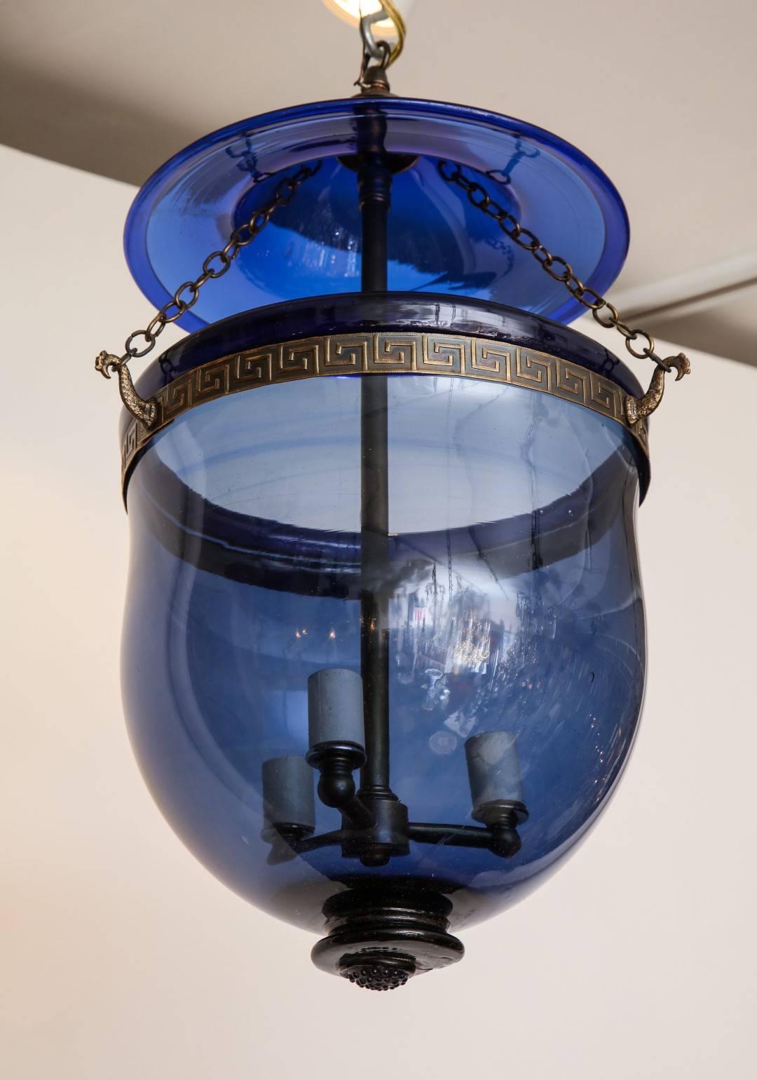 blue glass lantern