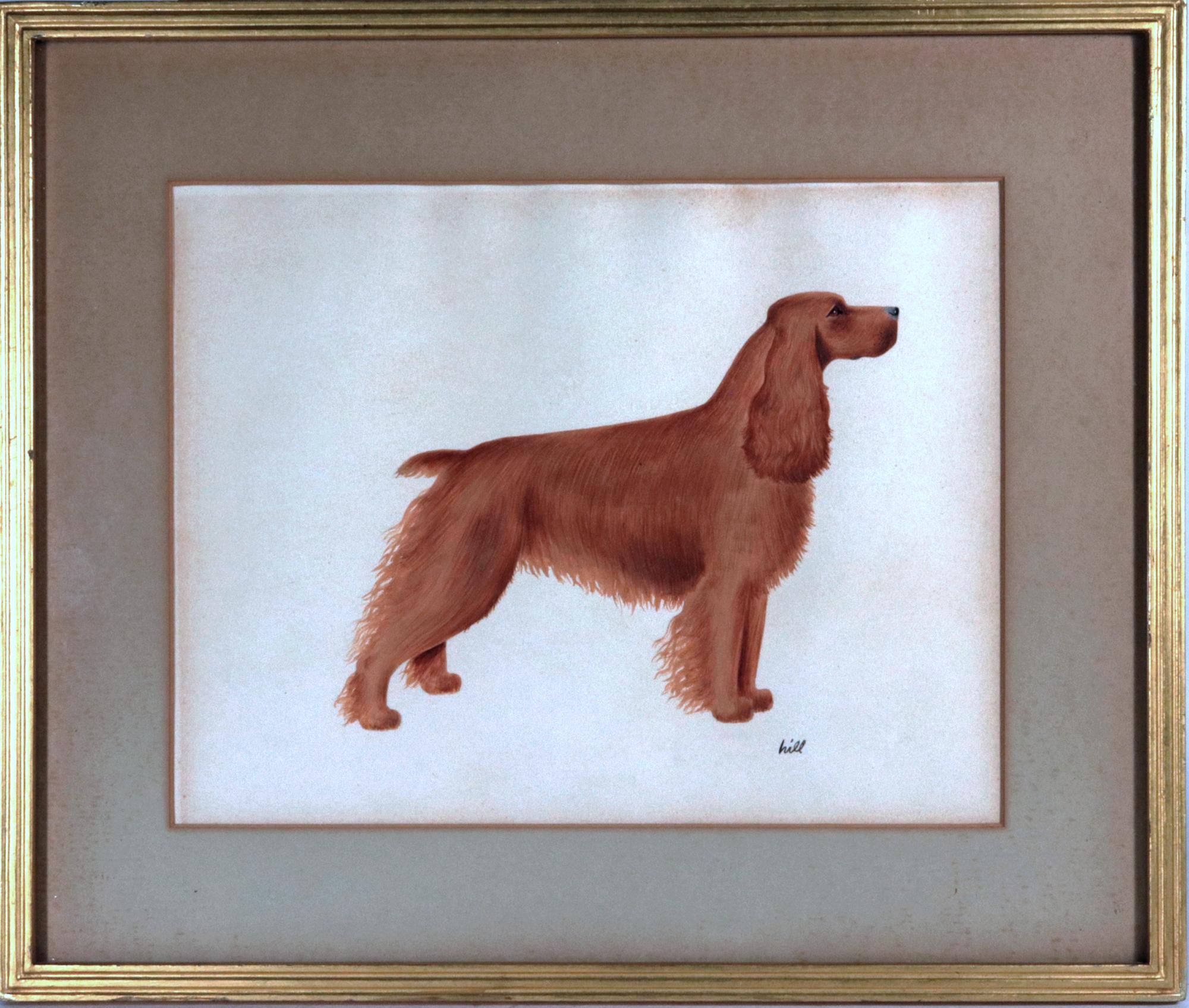 Neoclassical Revival English Cocker Spaniel Watercolor and Gouache Pictures- A Set of Six