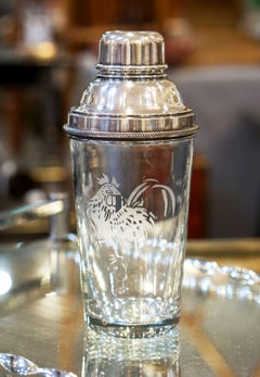 English Cocktail Drinks or Martini Shaker with Cockerel by James Dixon & Sons