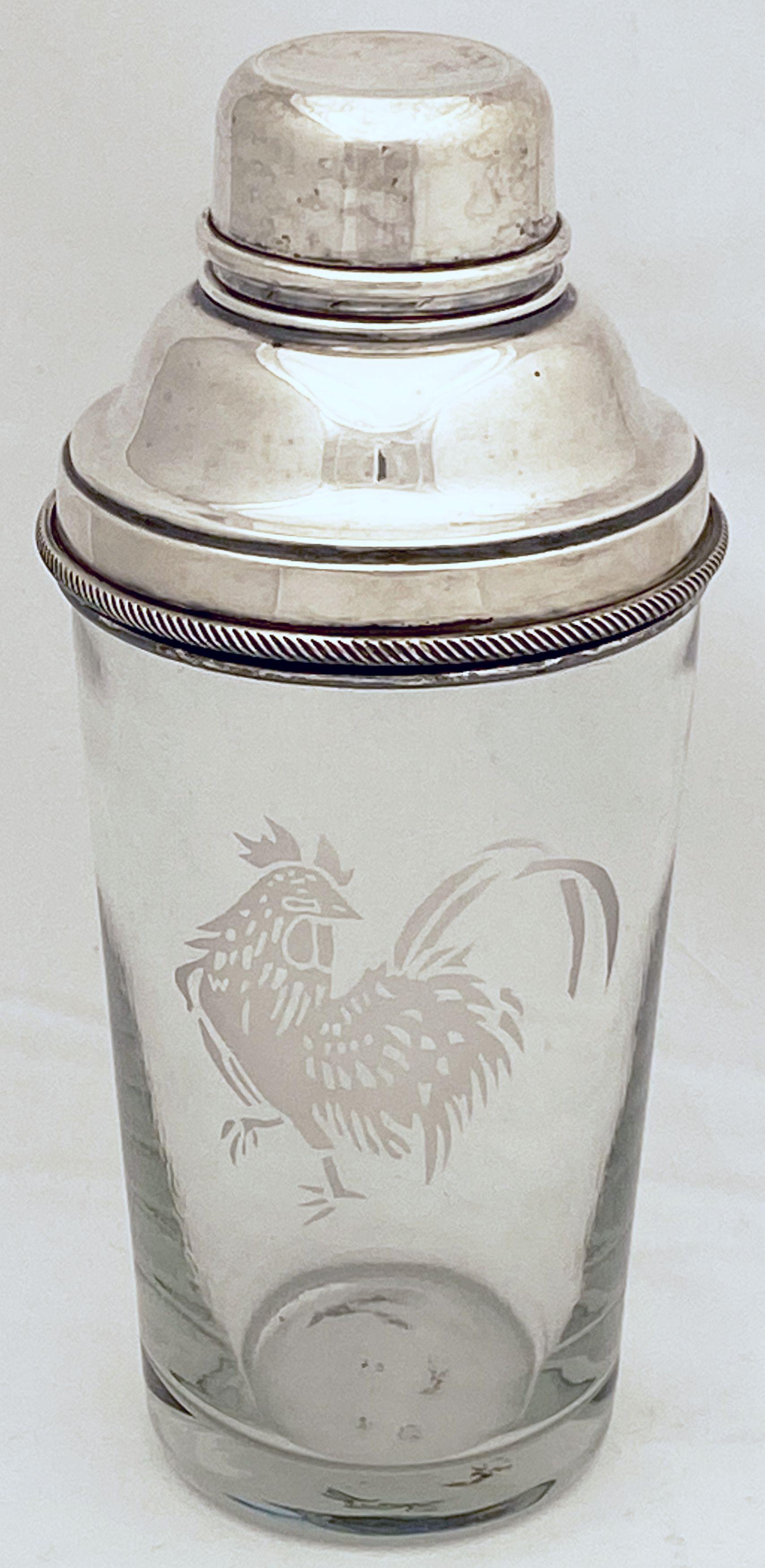 Art Deco English Cocktail Drinks or Martini Shaker with Cockerel by James Dixon & Sons For Sale