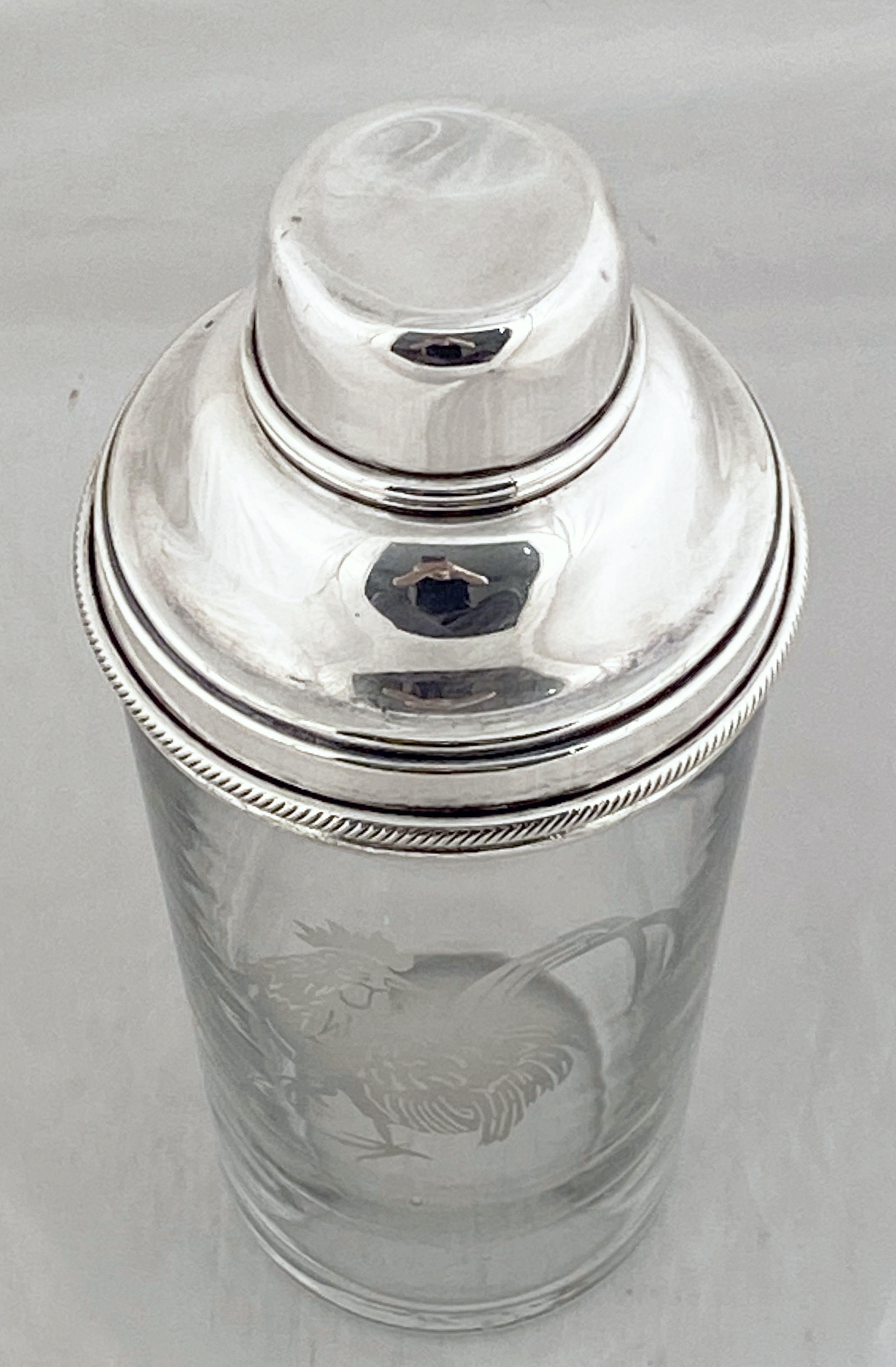 20th Century English Cocktail Drinks or Martini Shaker with Cockerel by James Dixon & Sons
