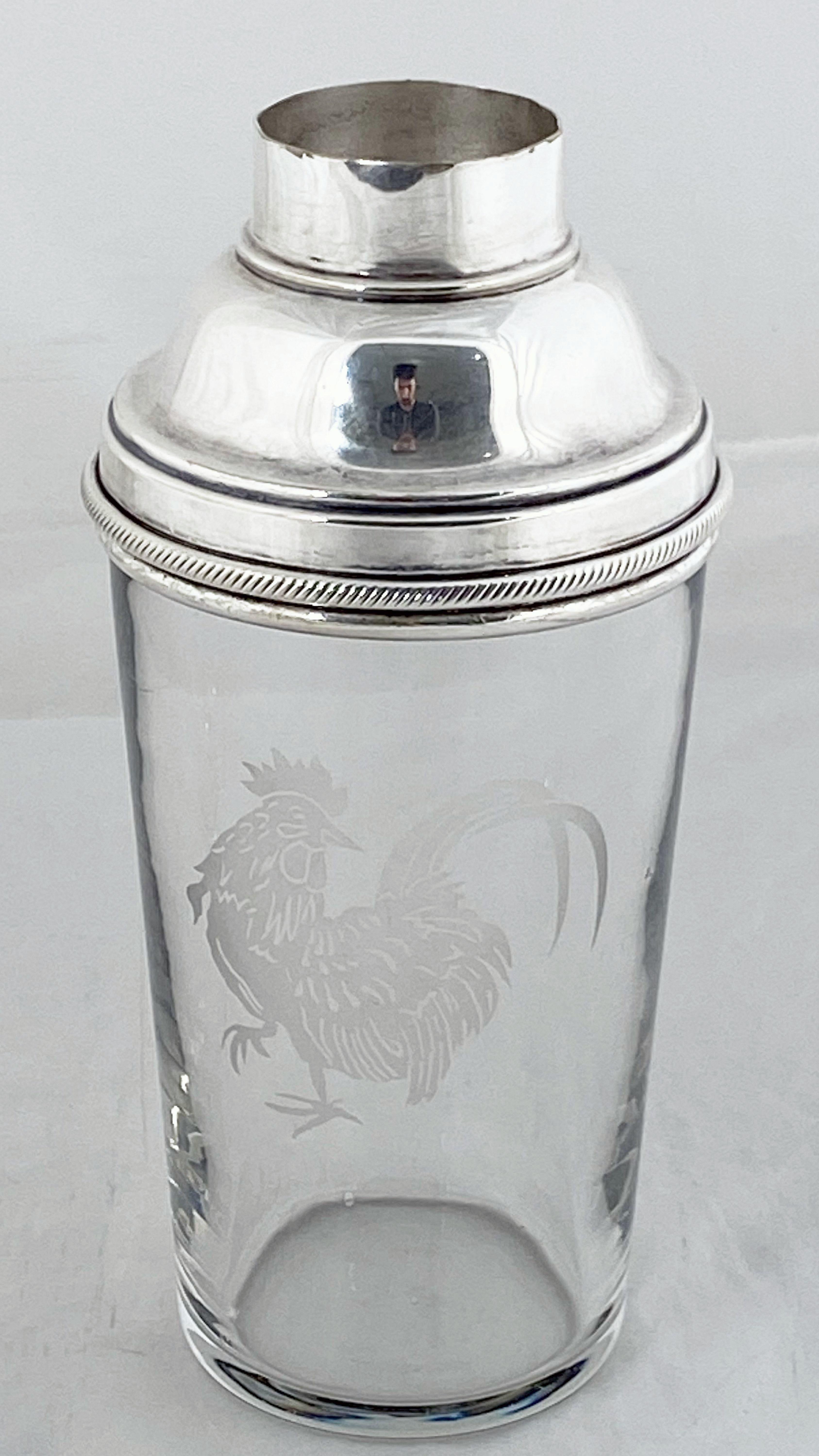 English Cocktail Drinks or Martini Shaker with Cockerel by James Dixon & Sons 2