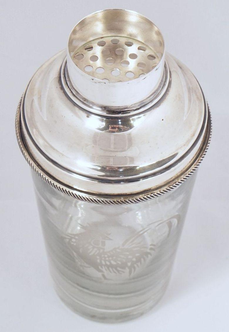 English Cocktail Drinks or Martini Shaker with Cockerel by James Dixon & Sons For Sale 2
