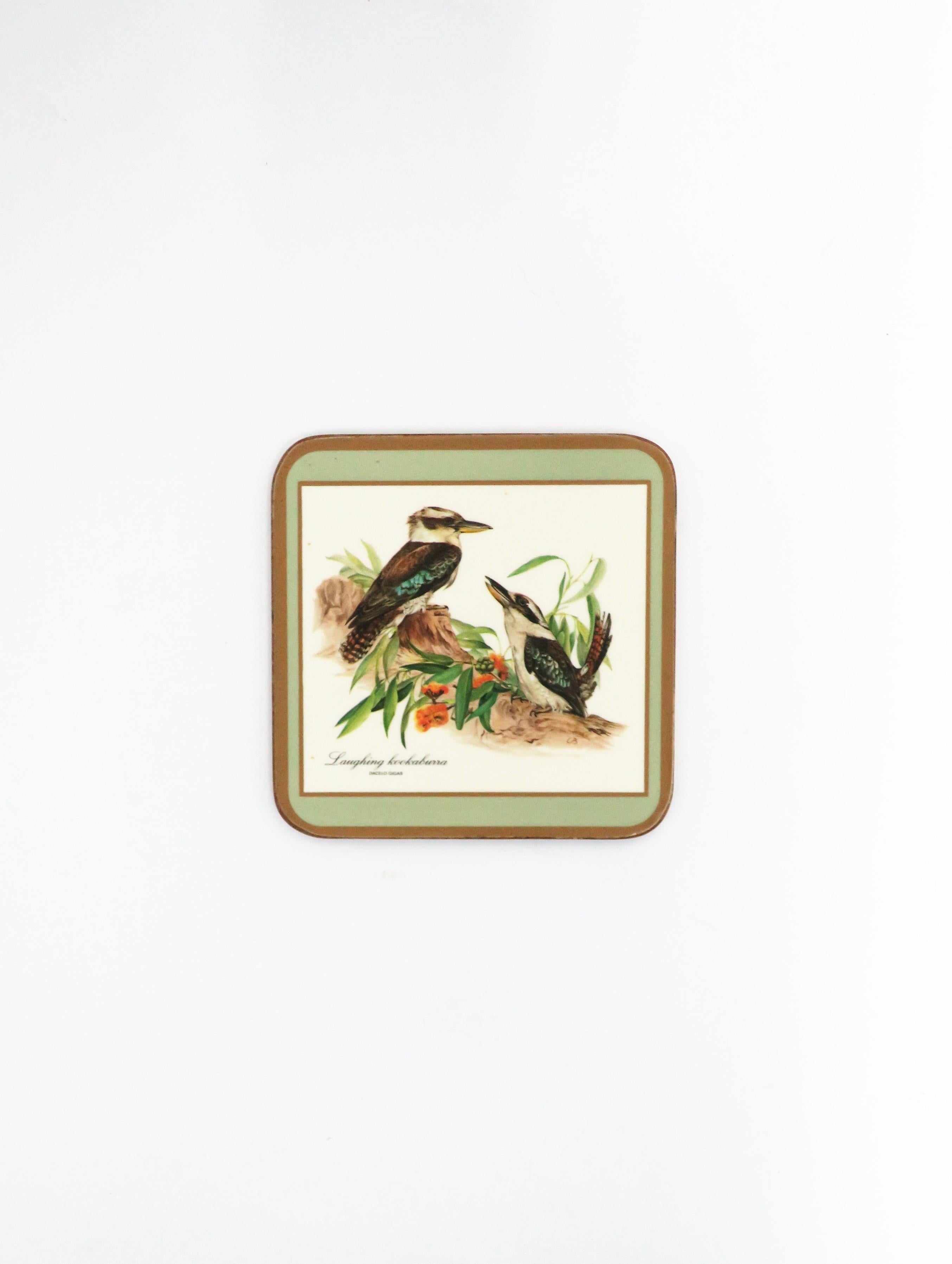 English Cocktail Drink Coasters with Bird Designs, Set of 6 2