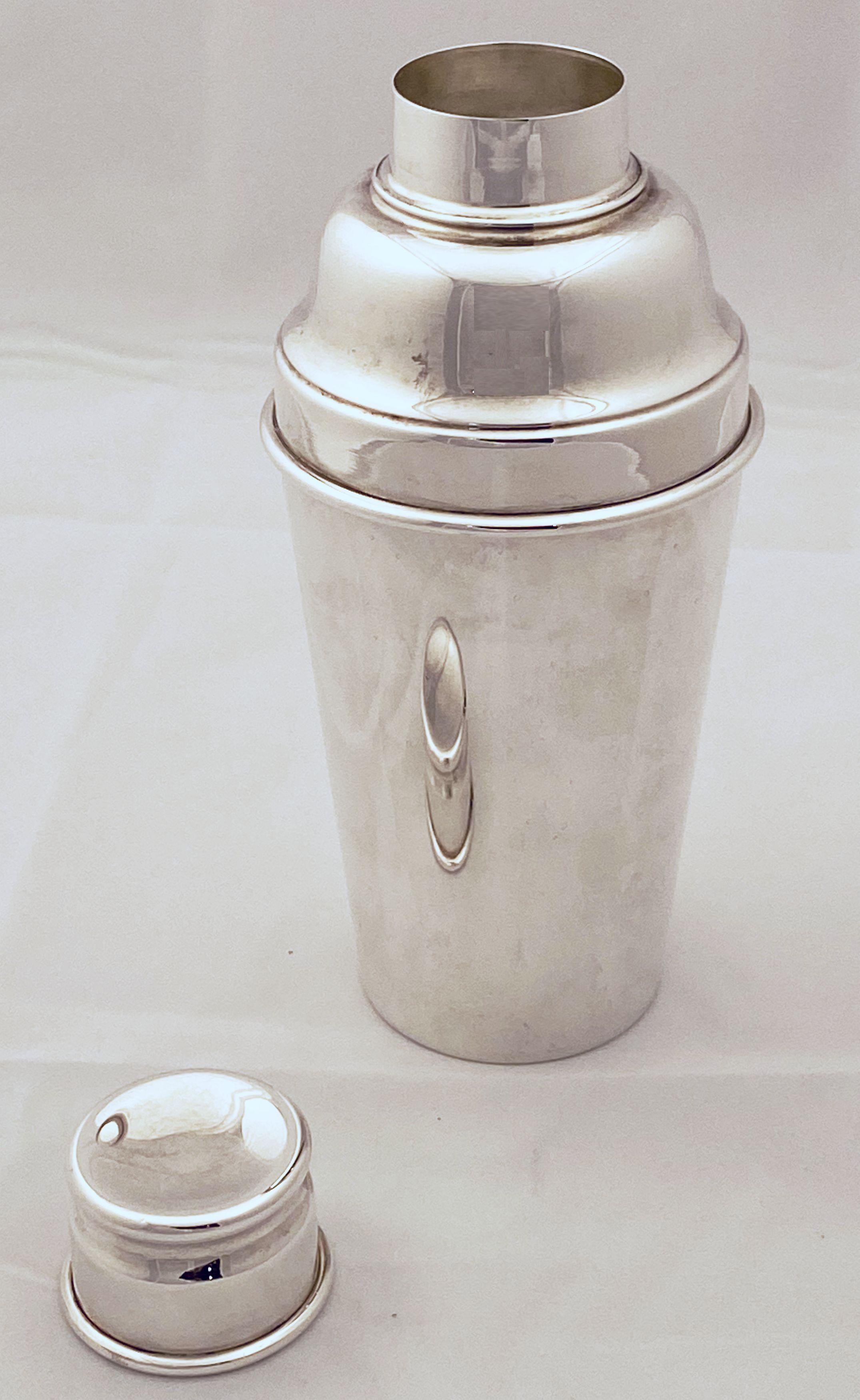 Metal English Cocktail or Martini Shaker from the Art Deco Era by Angora