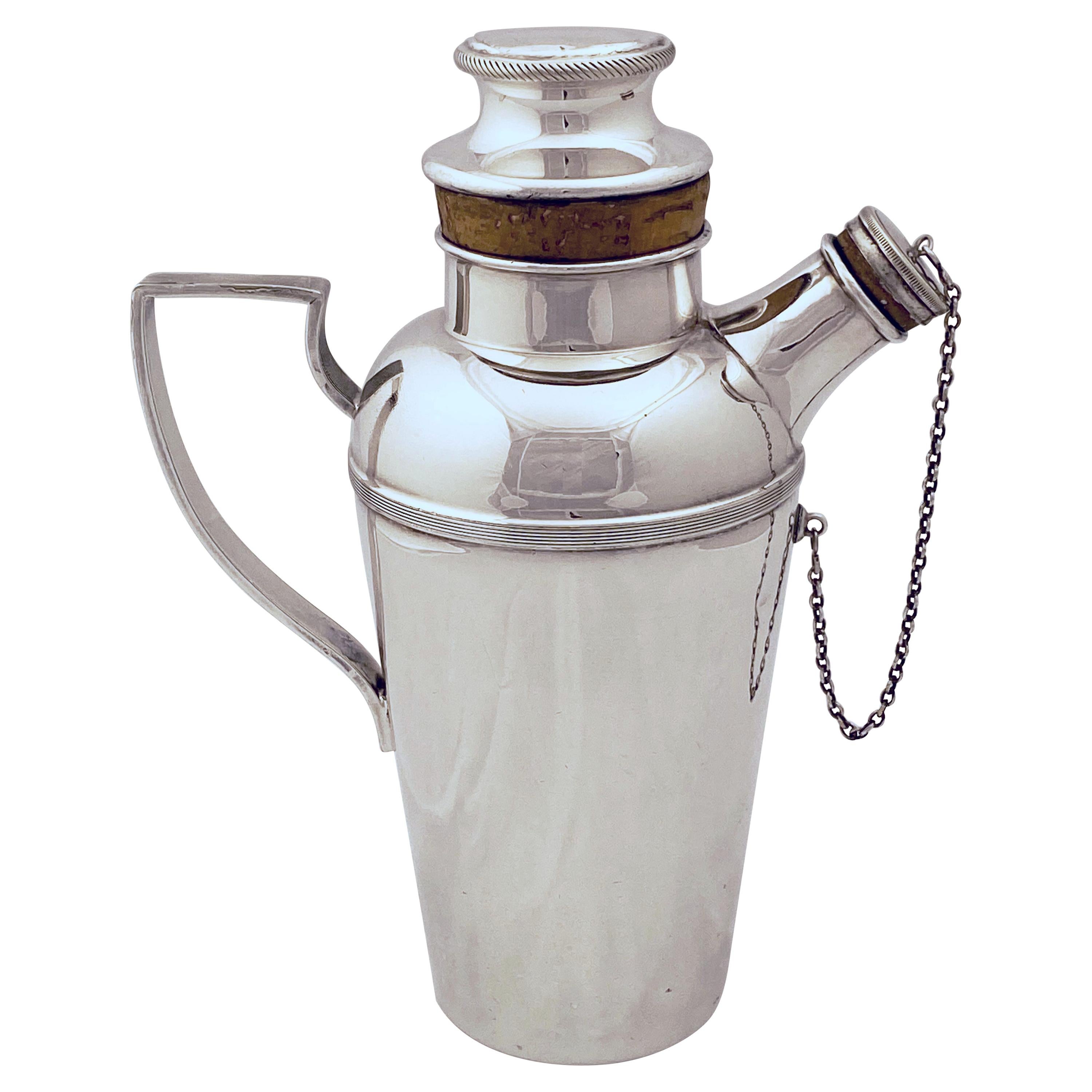 Art Deco Martini Shaker with 12 Glasses and Tray by Meriden for